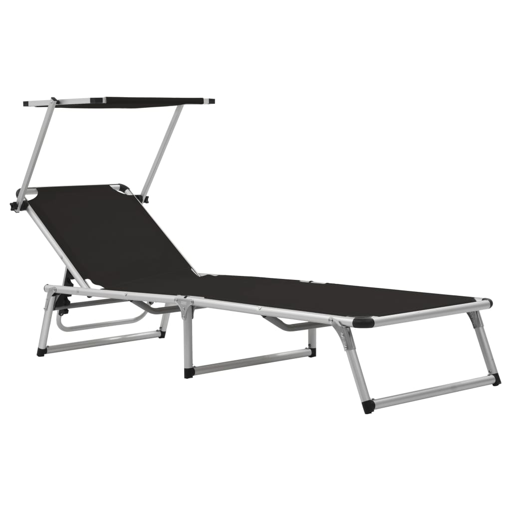 Vidaxl Tumbonas Plegables con Toldo 2 Uds Aluminio y Textilene