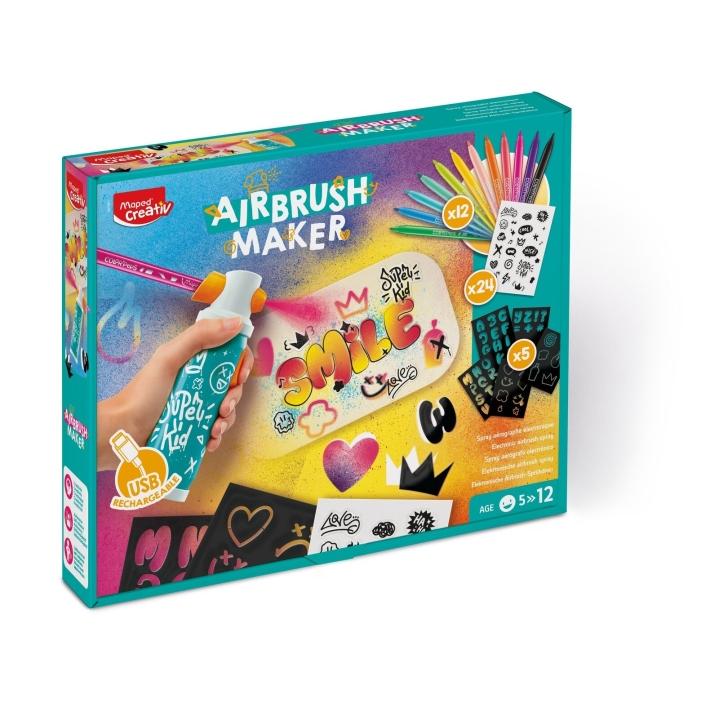 Maped airbrush maker kit de aerografo para niã±os facil de usar con rotuladores maped jungle + pack de recambios - para niã±os a partir de 5 aã±os