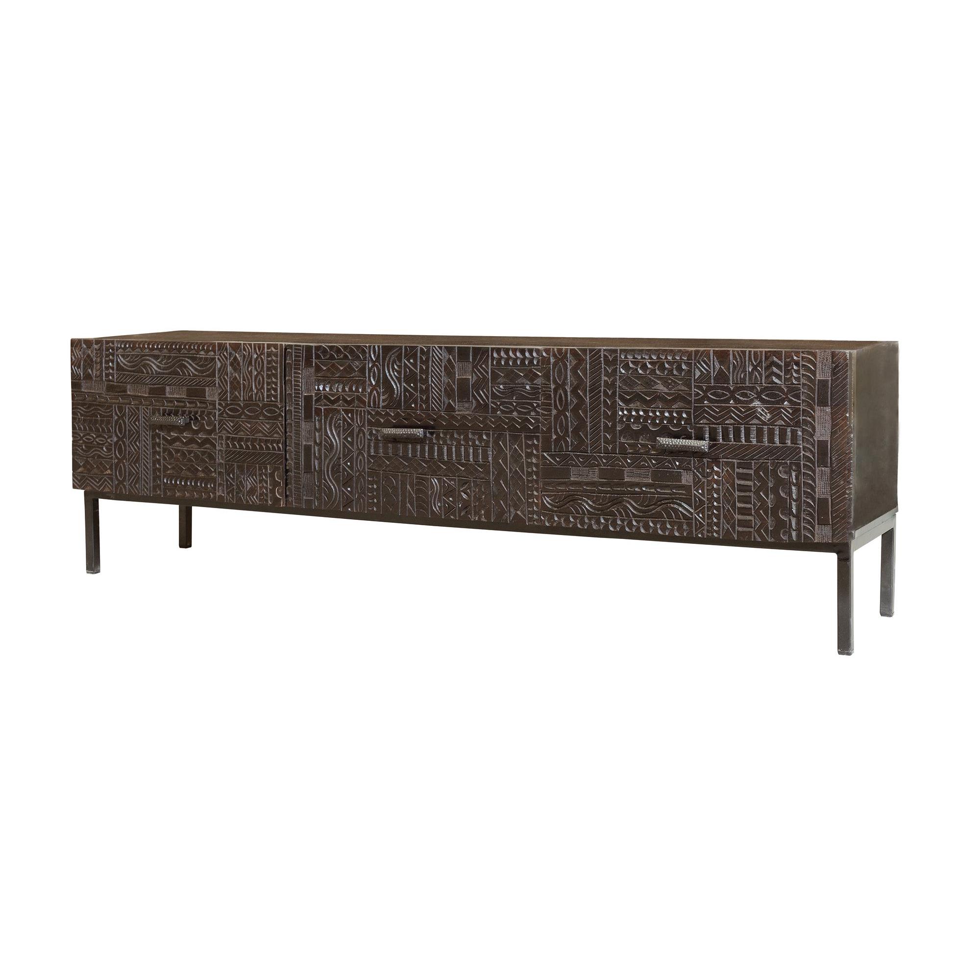 Mueble TV en madera de mango y patas de metal nogal oscuro