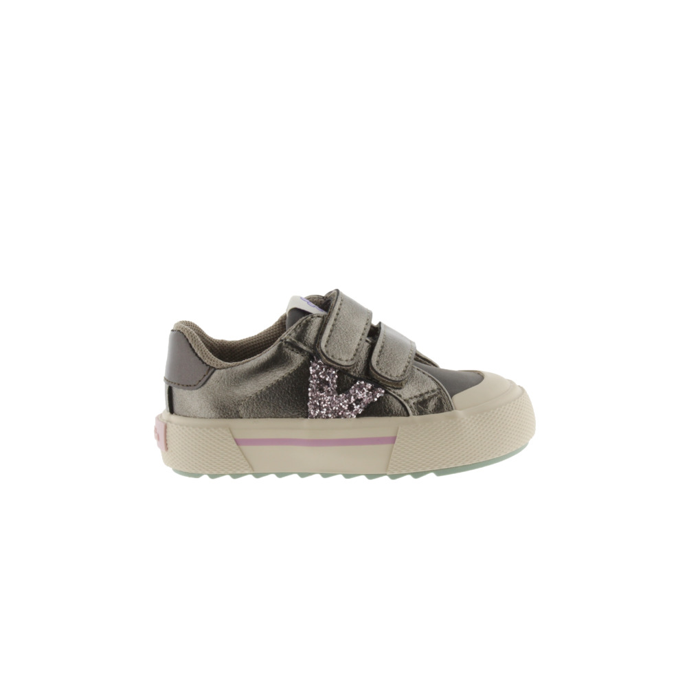 Victoria Tribu Zapatillas de efecto piel metalizada con doble cierre adherente y logotipo de glitter 1065199