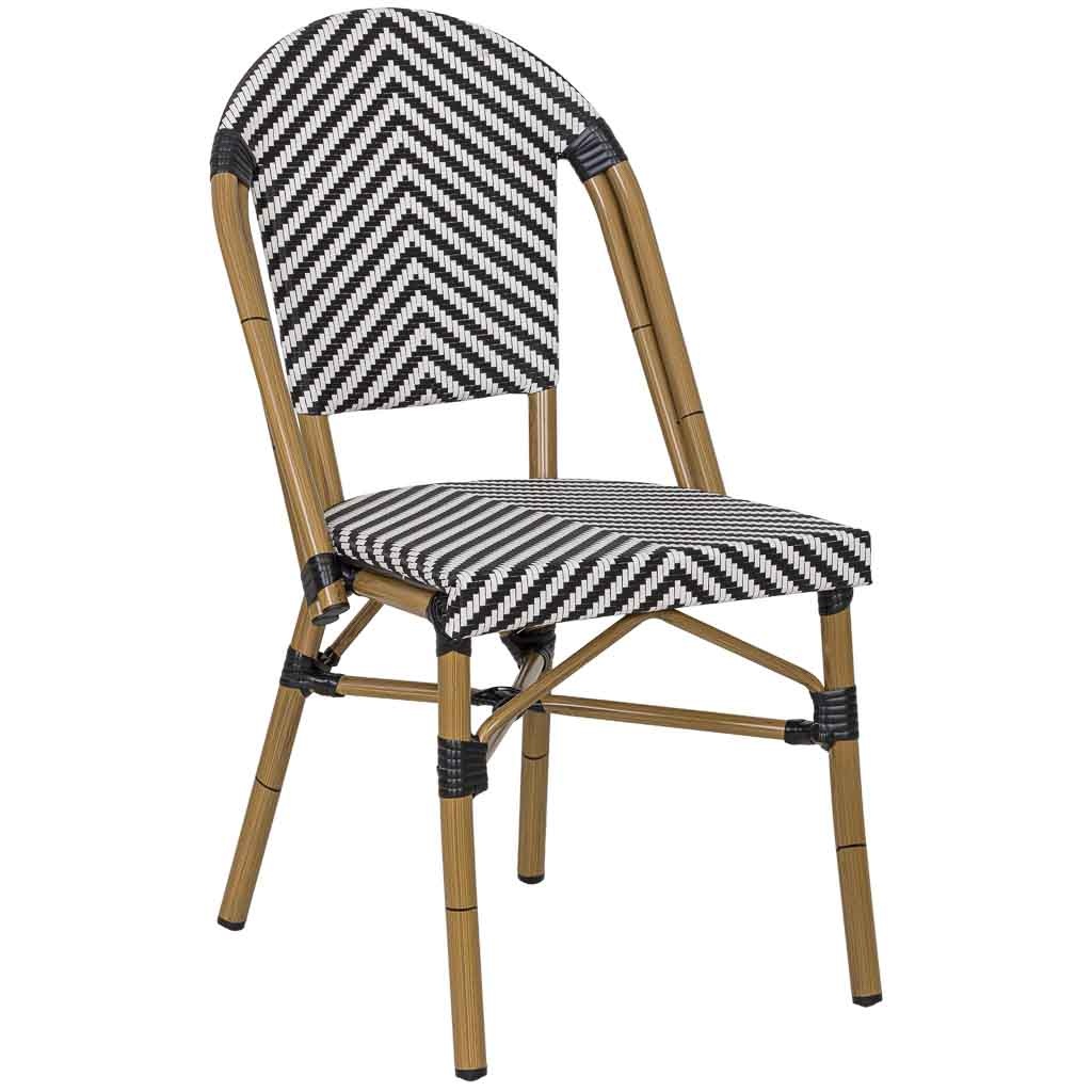 Wonderlust Deco - Silla de ratán sintético negra y blanca 46x57x88cm Negro 46x57x88h cm