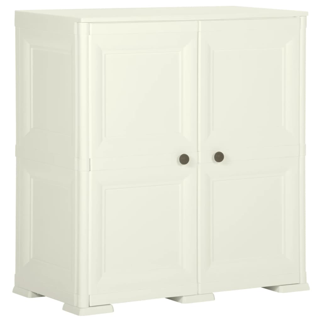 vidaXL Armario de plástico diseño madera Vanila Ice 79x43x85,5 cm en color Crema/Blanco | almacenamiento funcional diseño moderno para baño dormitorio sala