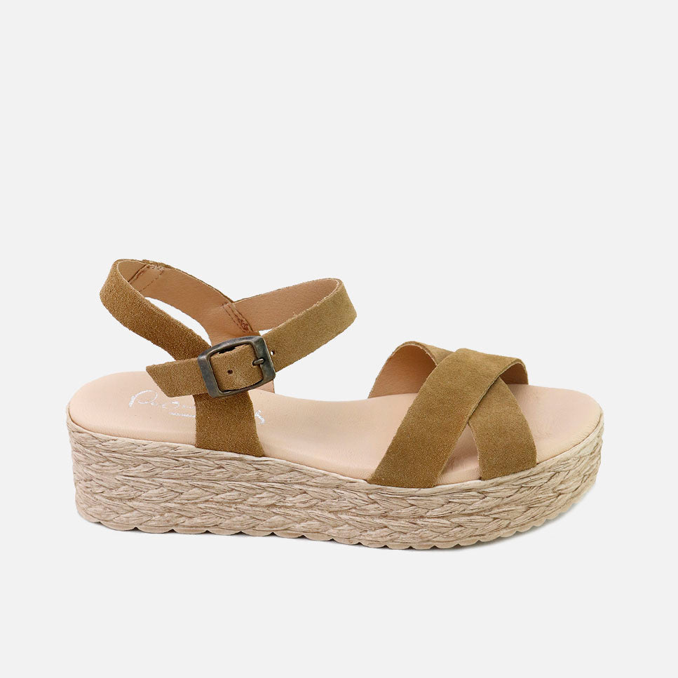 Sandalias Plataforma Yute Serraje Cuero Papanatas | Eli 1957