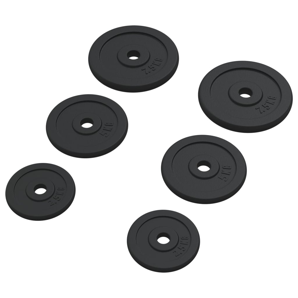 vidaXL Disco de Pesas Hierro Fundido Barras Entrenamiento Levantamiento Peso 1x 20 kg,  2x 10 kg,  4x 5 kg y mas