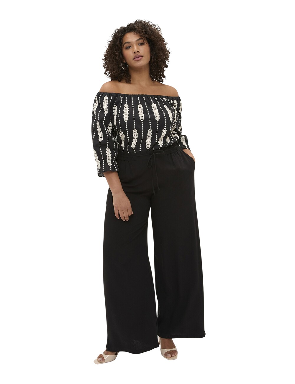 Fiorella Rubino - Pantalones Wide Leg con cordón en la cintura