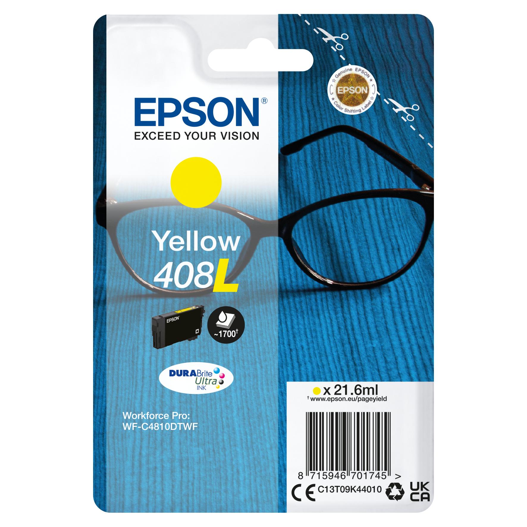 Epson Singlepack Yellow 408L DURABrite Ultra Ink Original Amarillo Para WorkForce Pro WF-C4810DTWF