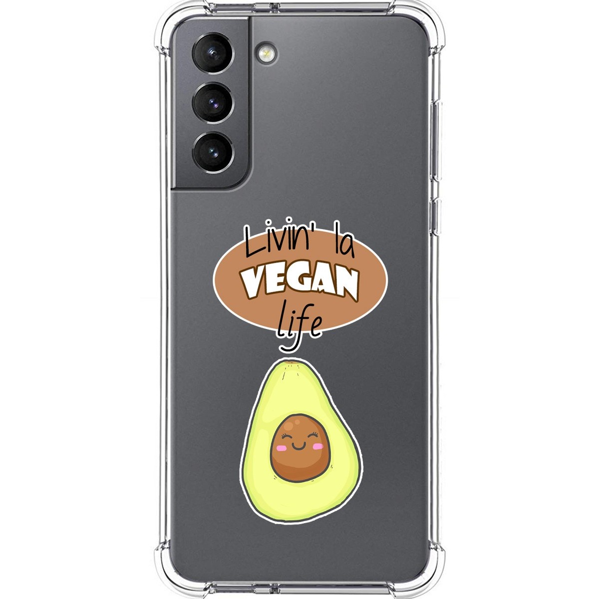 Tumundosmartphone Funda Silicona Antigolpes para Samsung Galaxy S21 5G diseño Vegan Life Dibujos