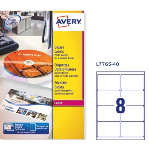 Avery etiquetas glossy para impresora láser color