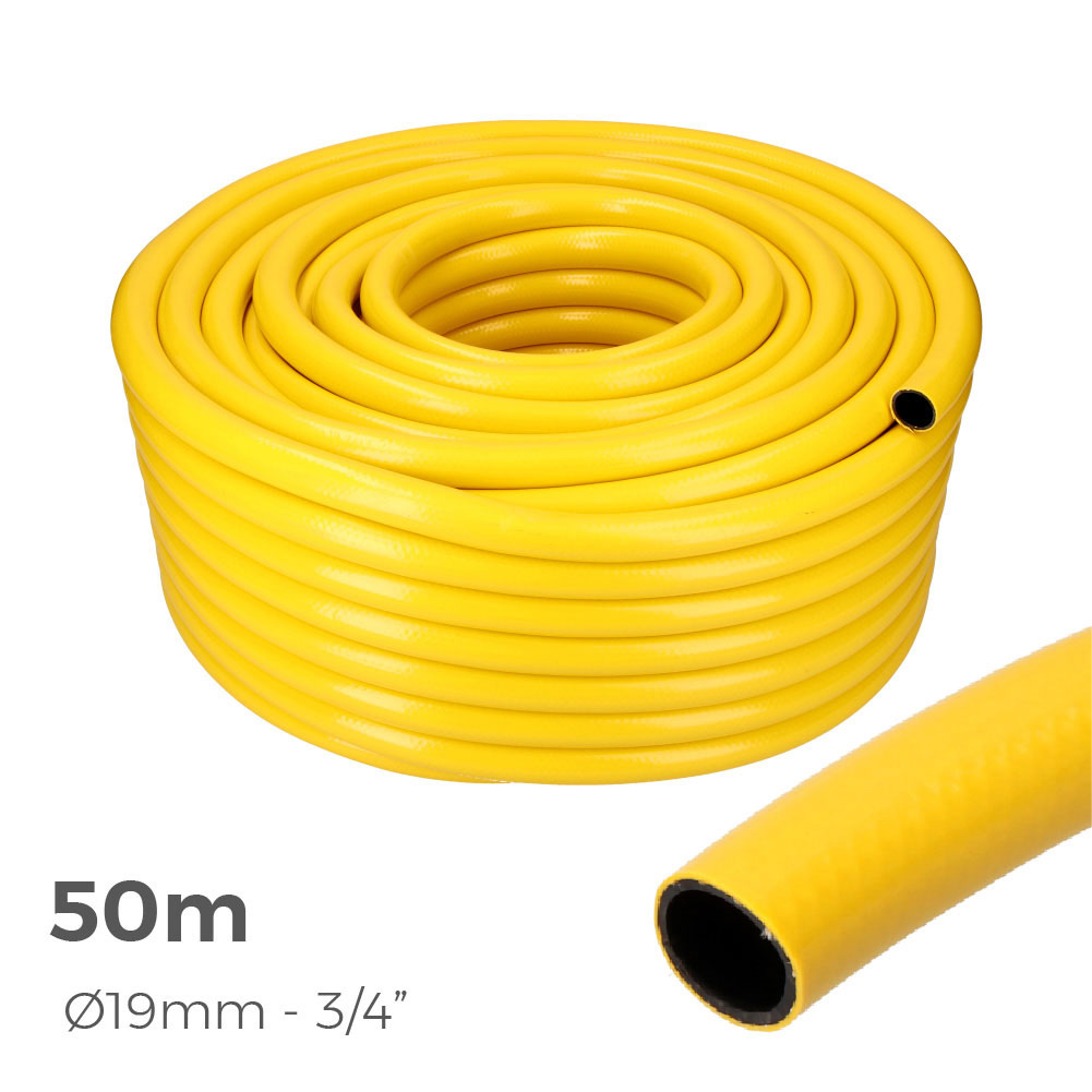 MANGUERA AGRICOLA COLOR AMARILLA Ø INTERIOR 19mm Ø EXTERIOR 25mm (3/4") ROLLO 50m EDM