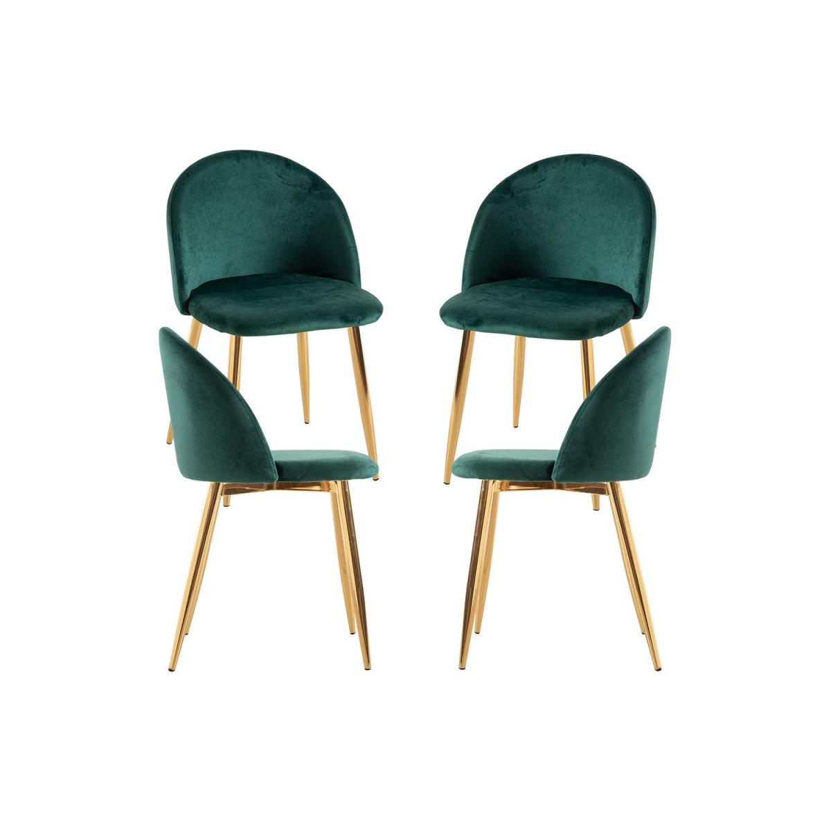 Regalos Miguel - Packs Sillas Comedor - Pack 4 Sillas Vint Terciopelo Golden - Verde