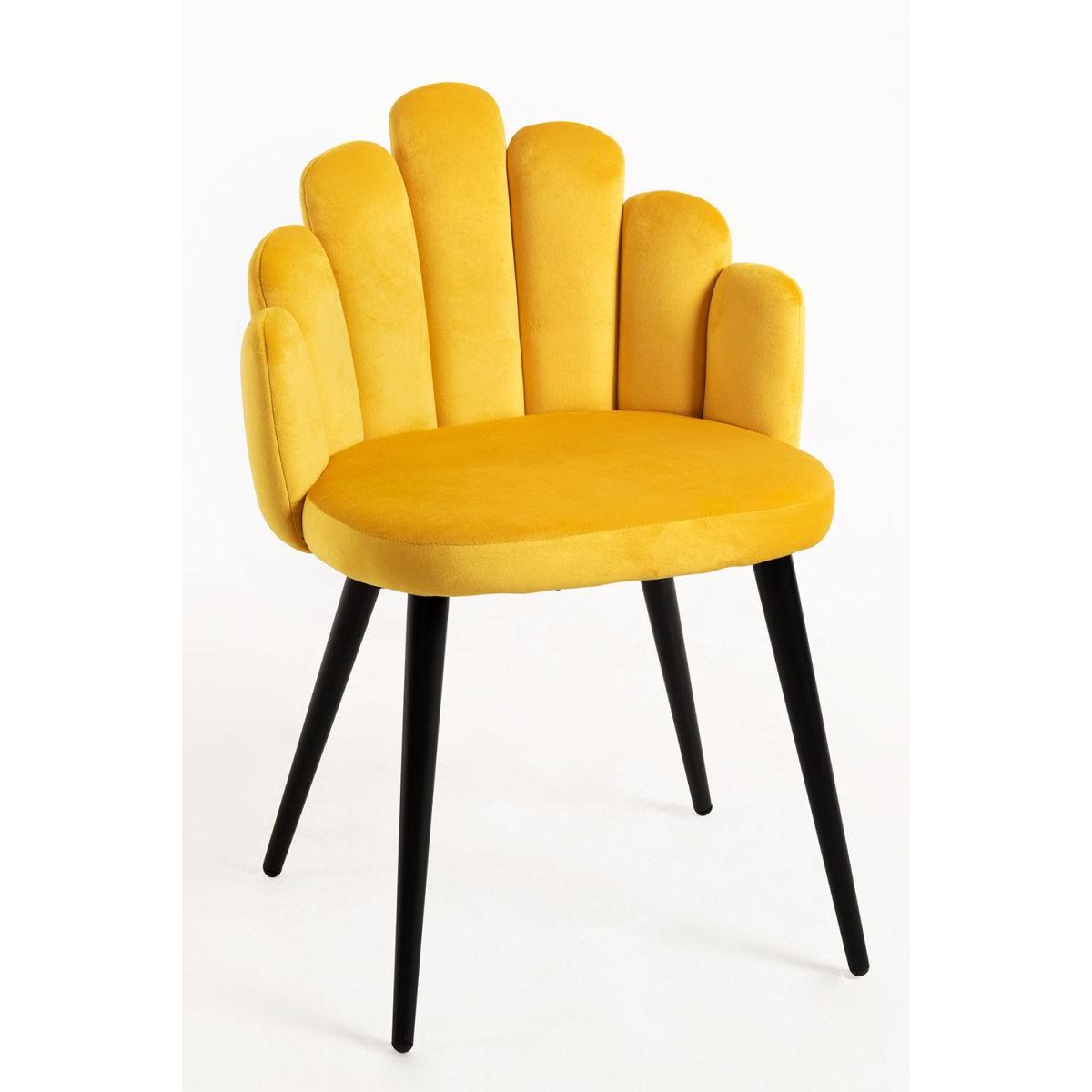 Regalos Miguel - Sillas Comedor - Silla Hand Terciopelo Patas Negras - Amarillo