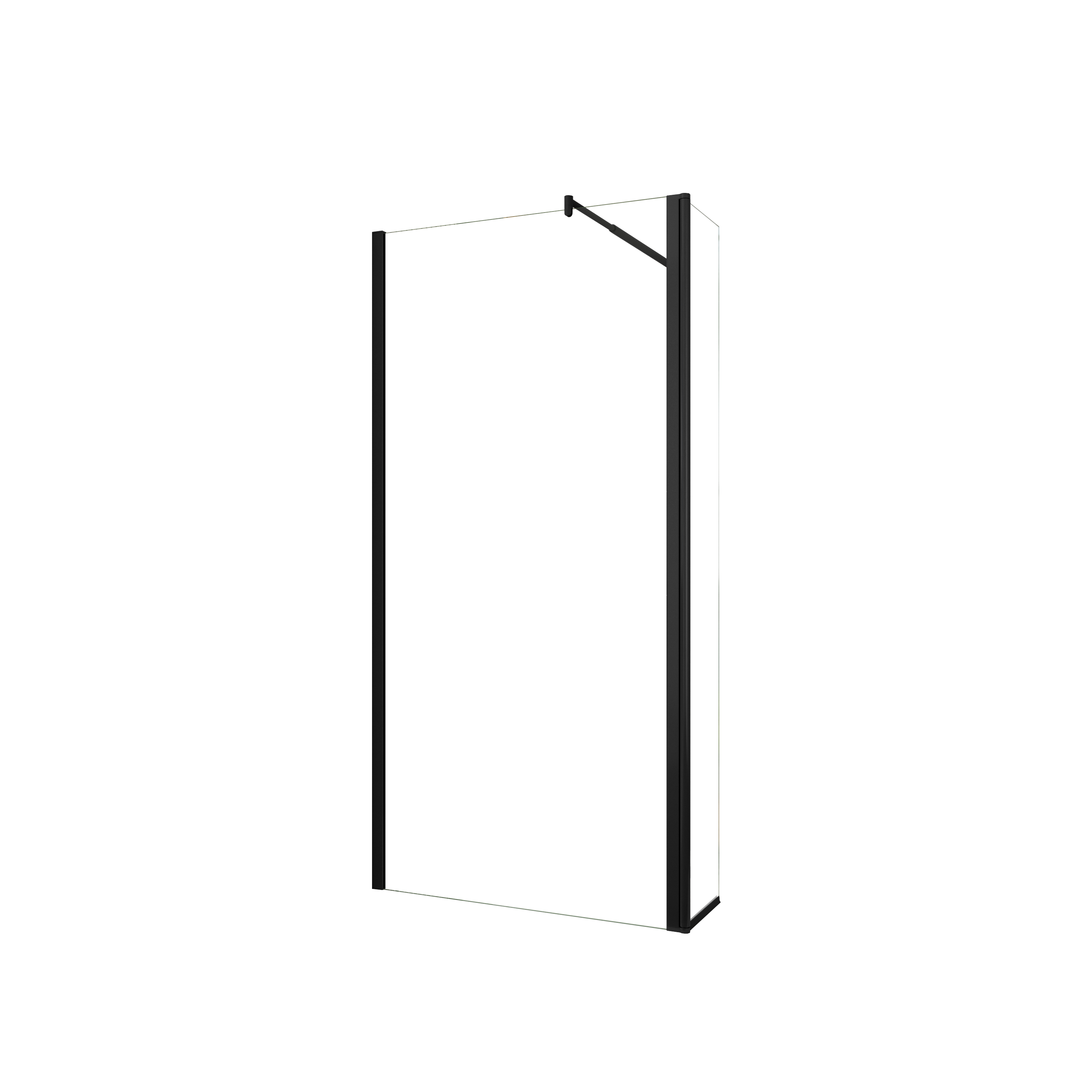 AICA Walkin Mampara Panel de ducha 2 hojas Panel fijo+Lateral giratorio Vidrio 8mm Antical con Barra Negra mate 70-120cm Tamaño[(53.9-55.9)+40]x200cm