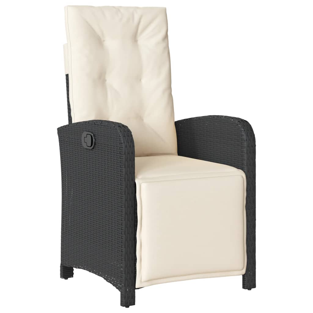 vidaXL Sillón reclinable de jardín con reposapiés ratán PE