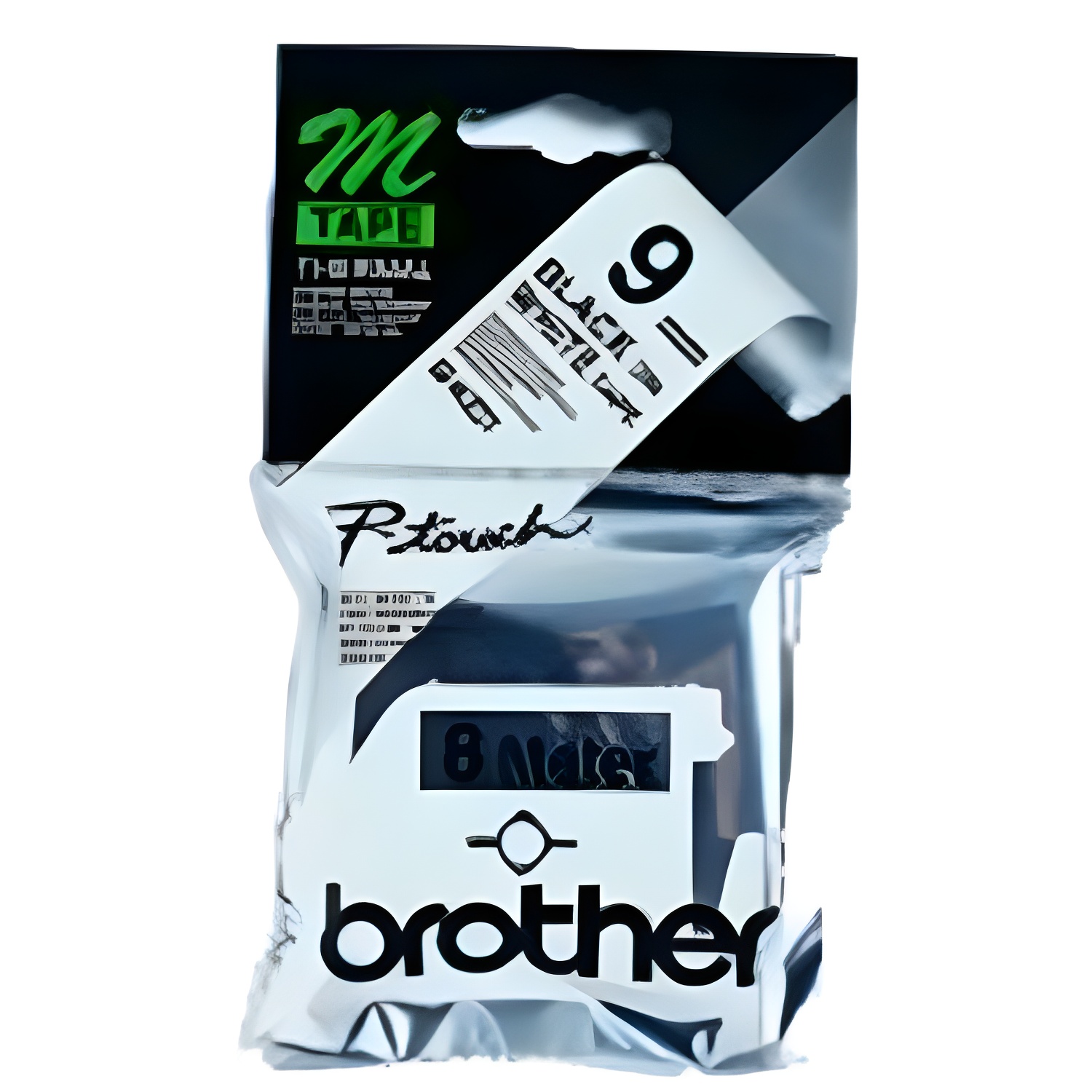 Brother cinta rotuladora no laminada blanco/negro 8m 9mm p-touch/