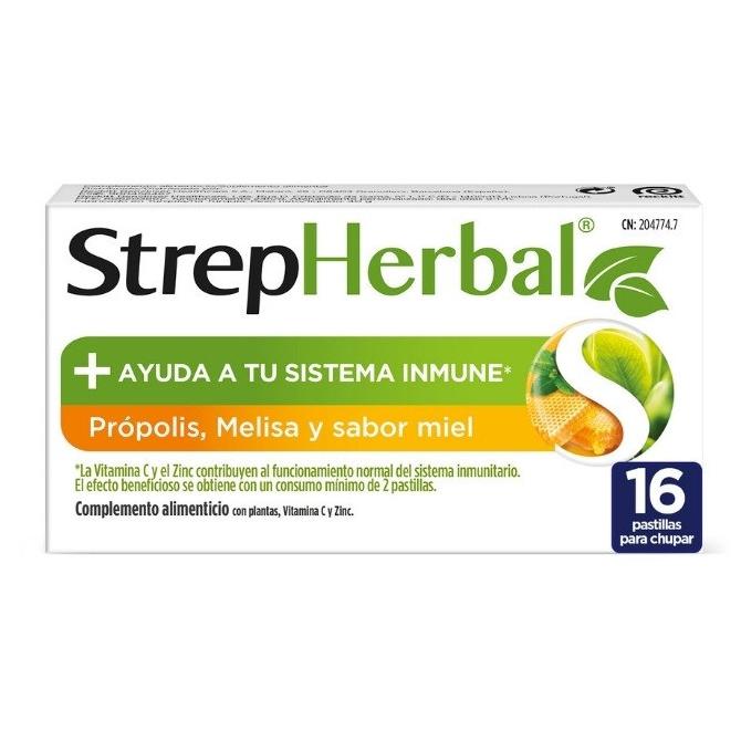 StrepHerbal Própolis y Melisa Sabor Miel 16 Pastillas