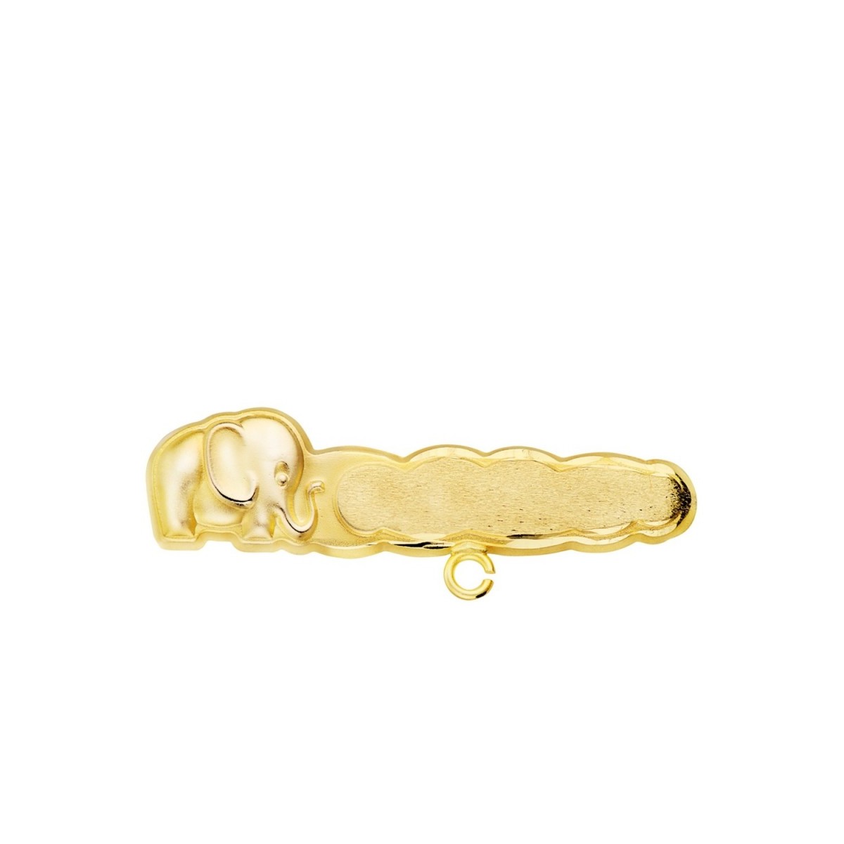 Alfiler oro 18k bebé 30 mm. elefante tallado bordes forma nube