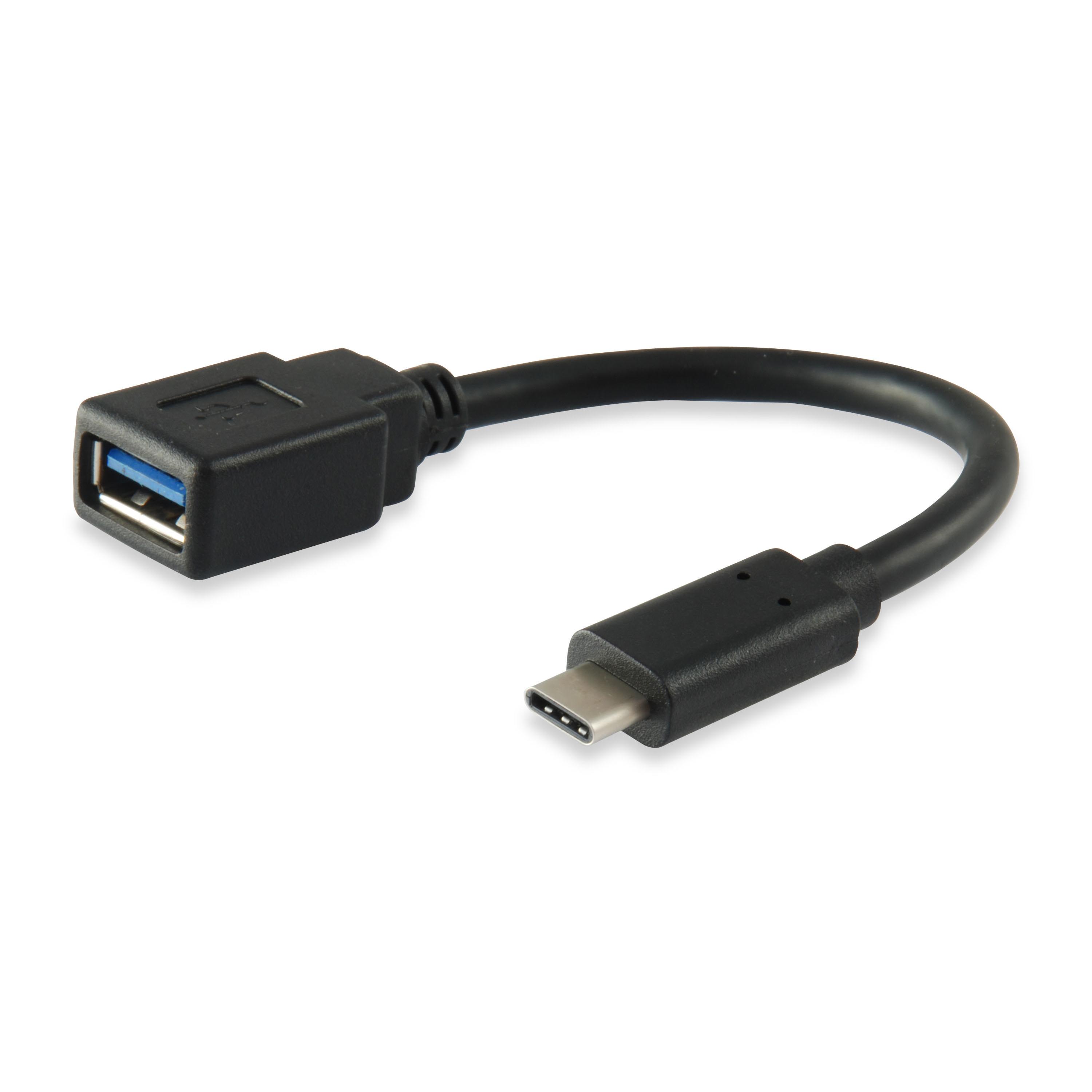 Equip 133455, 0,15 m, 3.0 (3.1 Gen 1), USB Type C, USB Type A, Male connector/Female connector, Negr