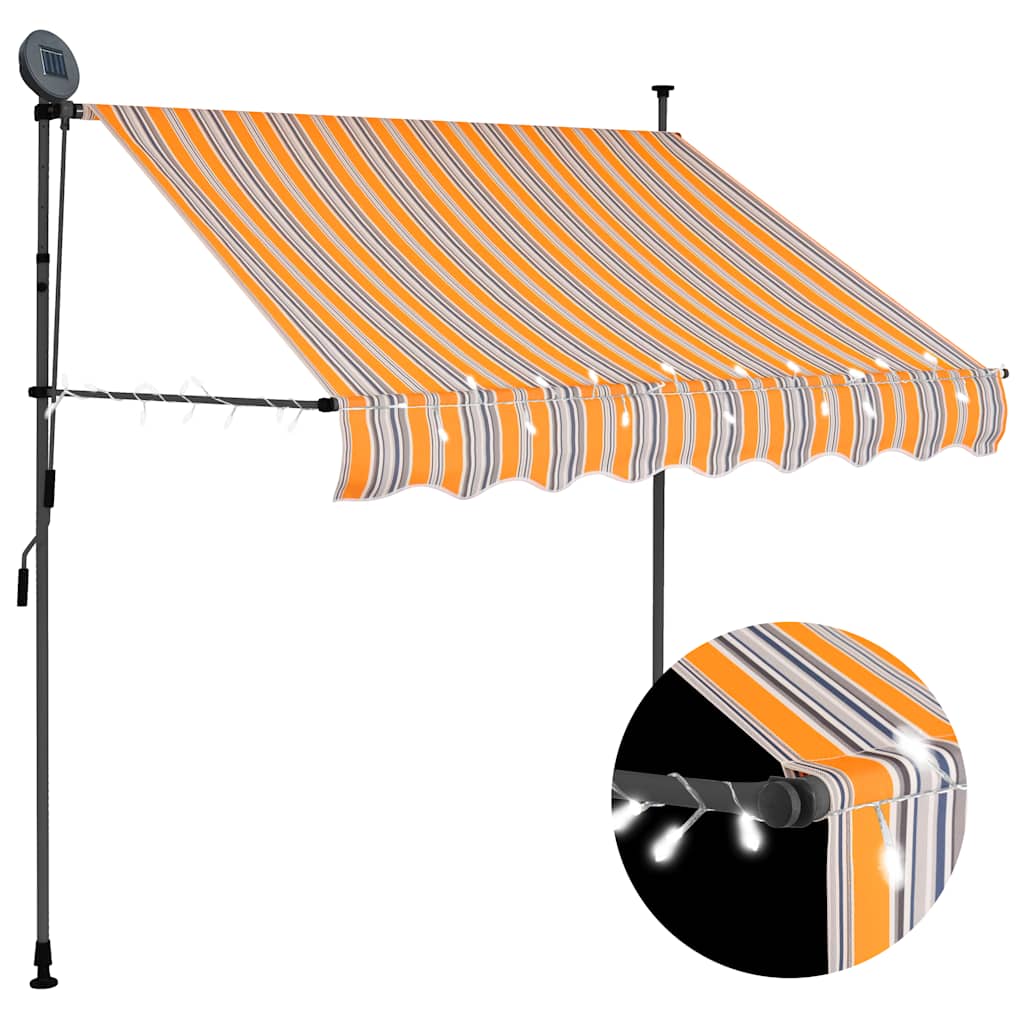 vidaXL Toldo manual retráctil con LED amarillo y azul Multitalle