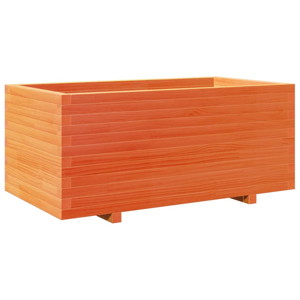 vidaXL Jardinera madera maciza de pino 110x60x49,5 cm Color Pino natural,  Blanco,  Marrón cera y mas