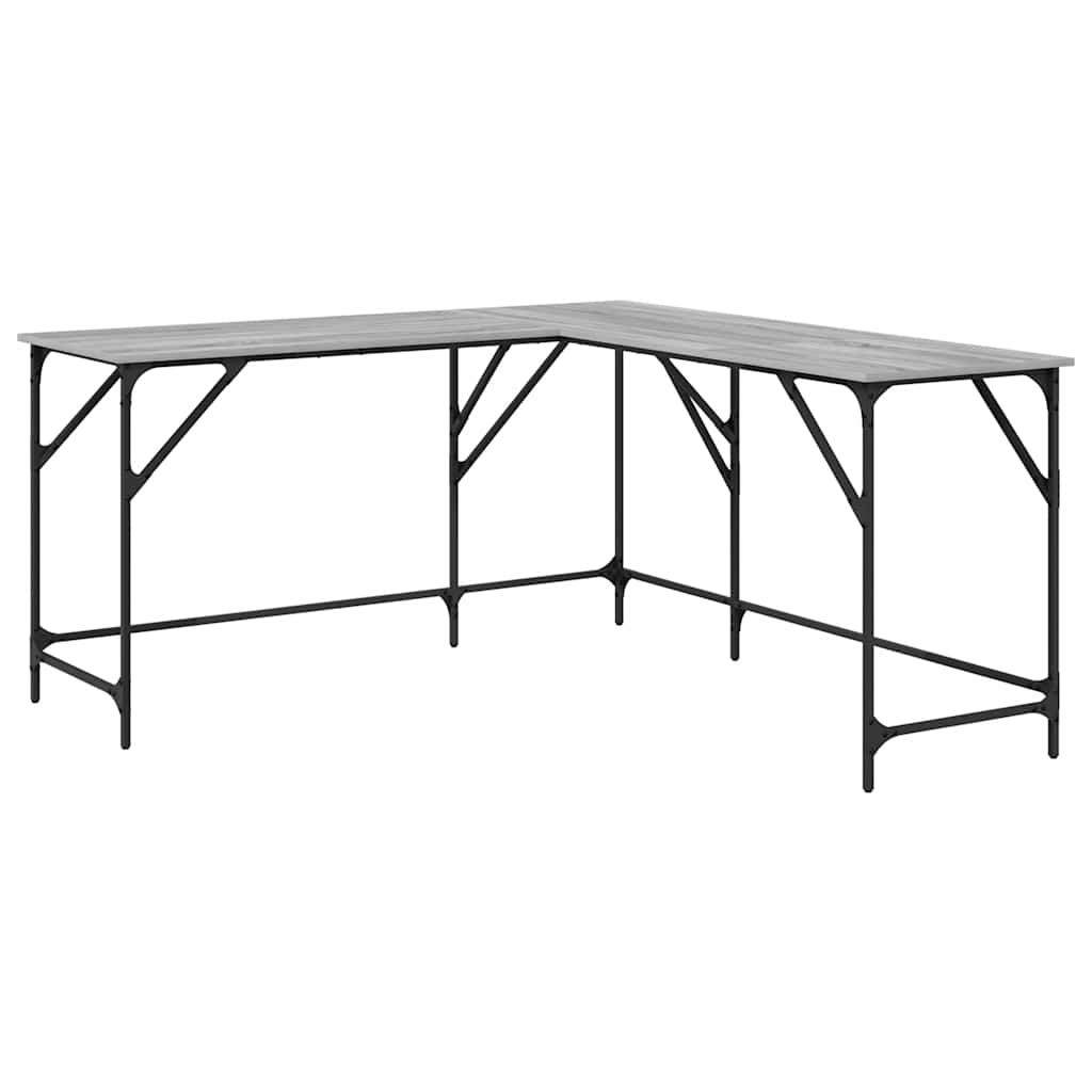 vidaXL Escritorio madera de ingeniería gris Sonoma 149x149x75 cm