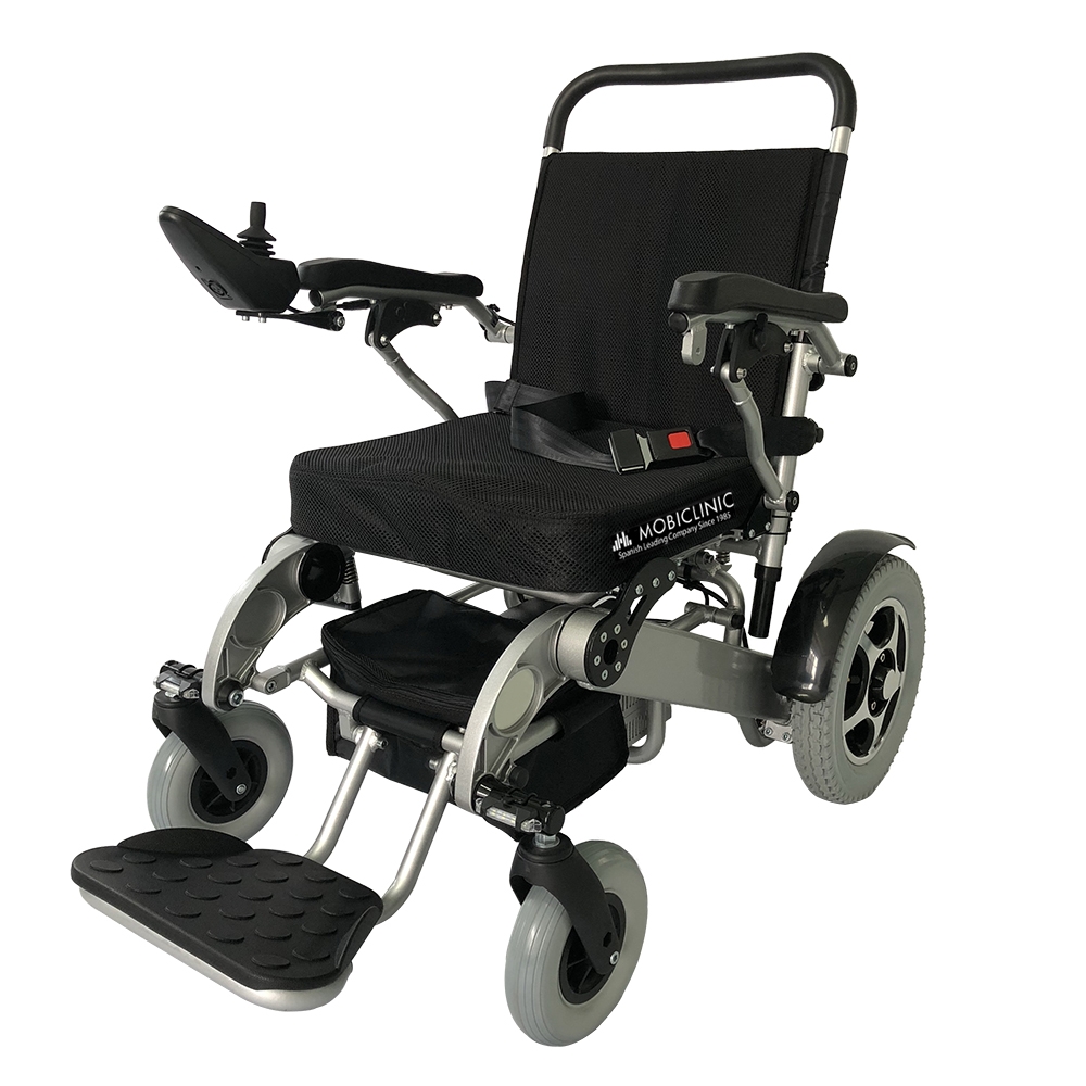 Mobiclinic Silla de ruedas eléctrica modelo Troya Plus Ultra Marca Española Plegable con Motor para discapacitados Ortopédica para mayores Ligera asiento 45 cm Auton. 51 km 3x24V Negro