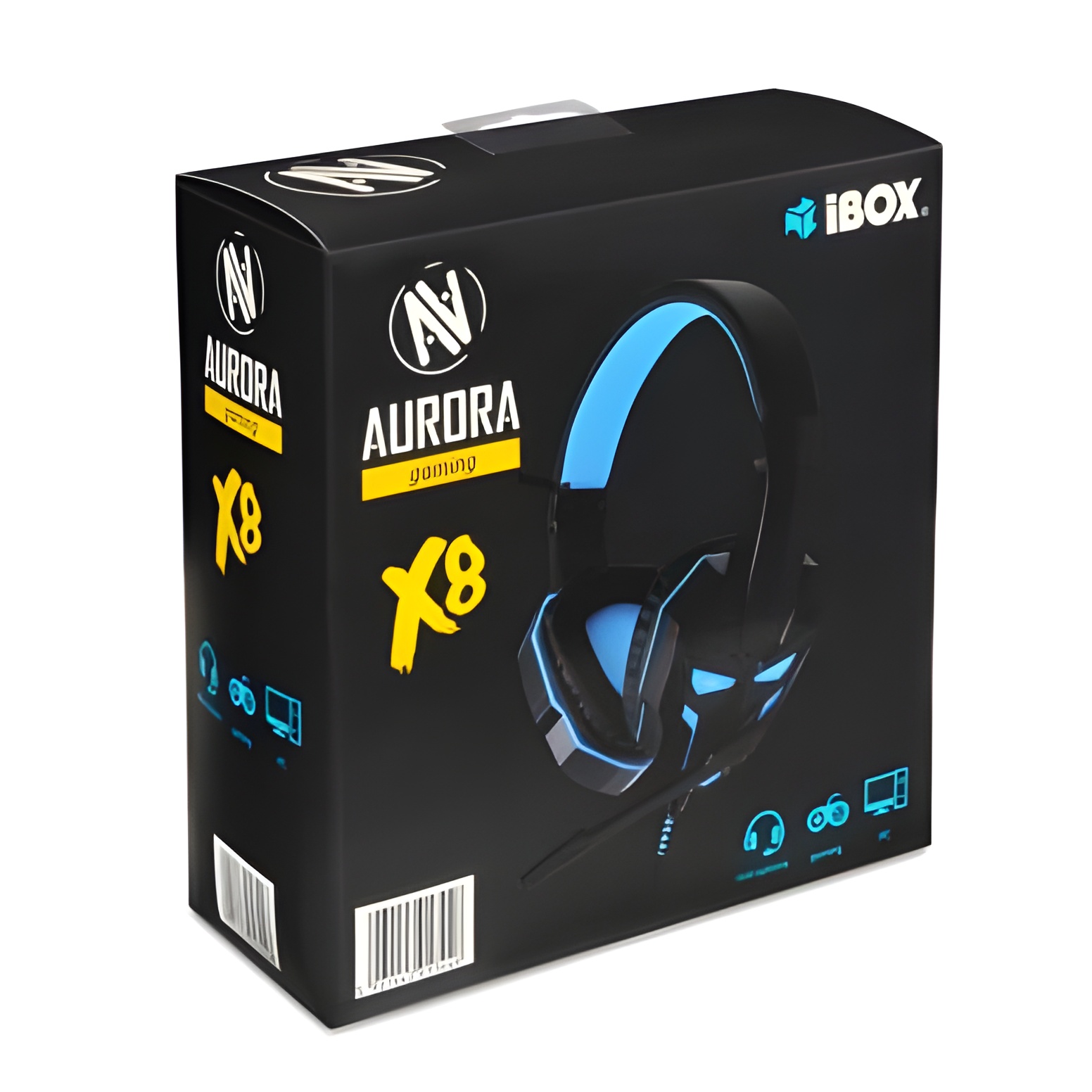 iBox X8 Headset Wired Head-Band Gaming Black Blue