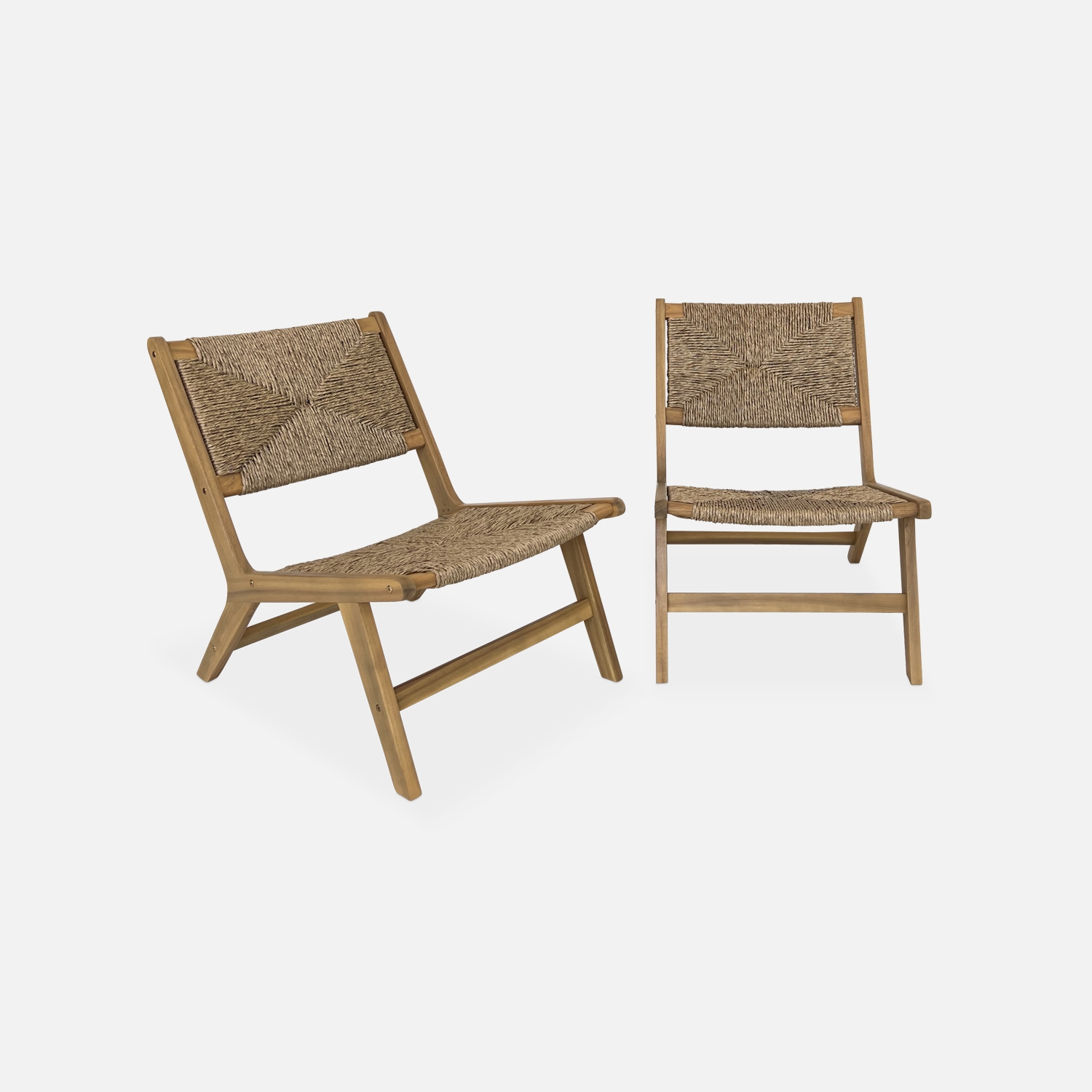 sweeek - Sillón de jardín de madera y resina, set de 2 , Loredo , 55x79x72