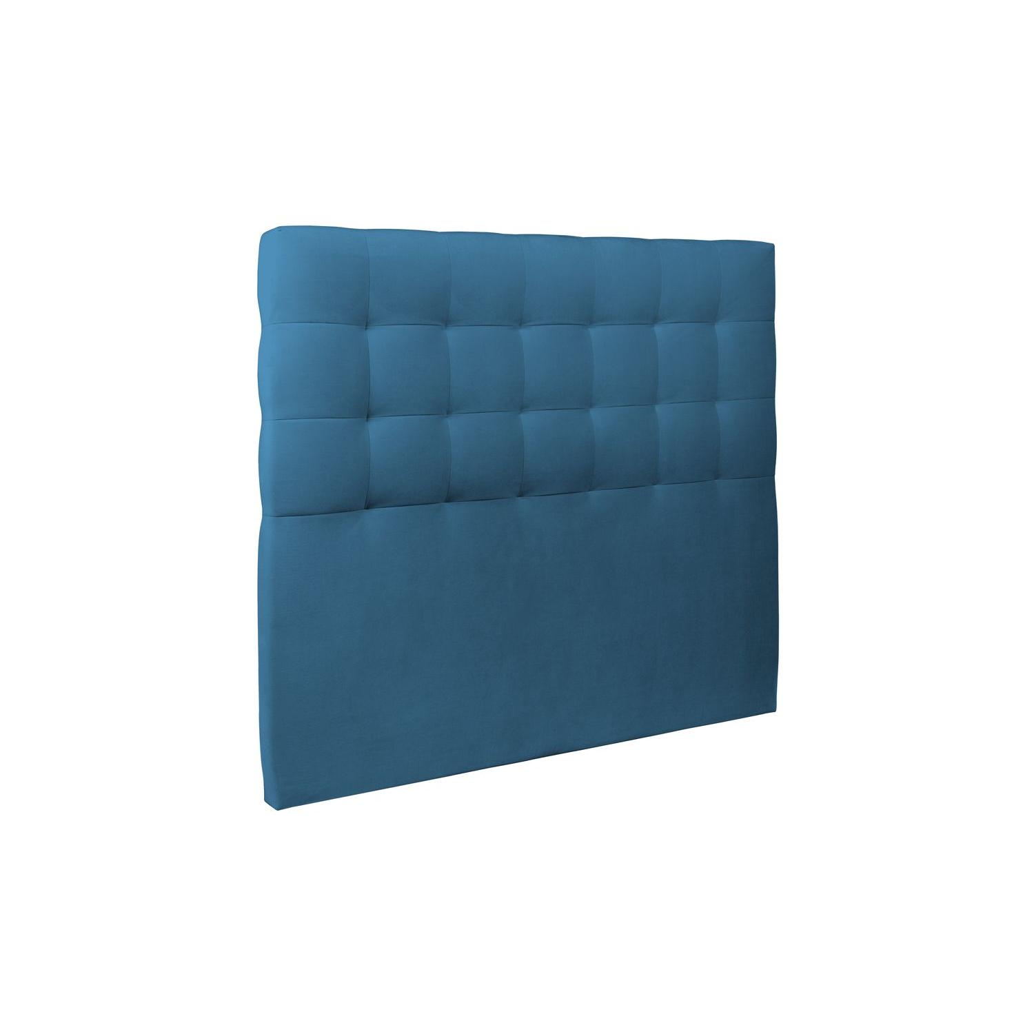 Cabecero acolchado de 180 cm - Tela de terciopelo azul océano