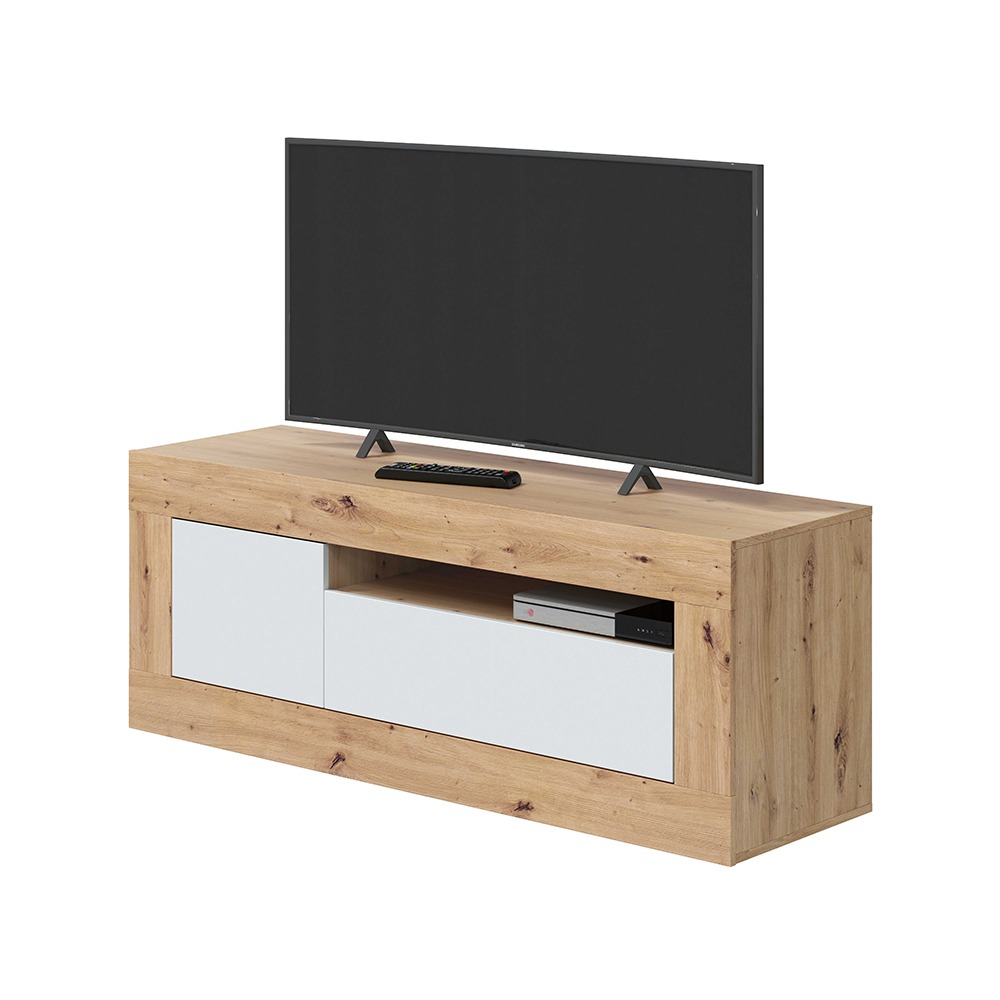 Duérmete Online - Mueble de TV Velho - Natural/ Blanco - Melamina Alta Calidad