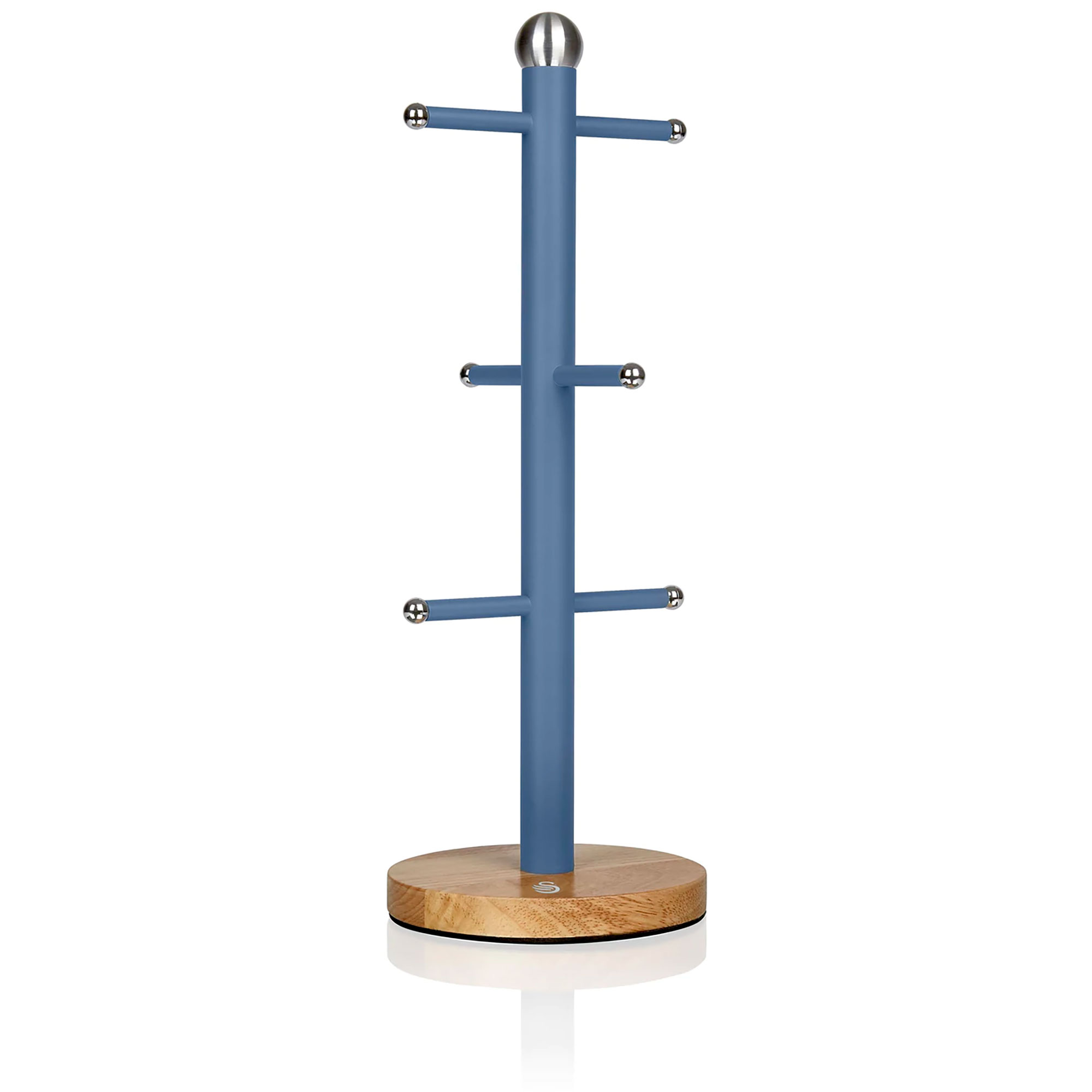 SWAN Nordic Nordic Porta Tazas Soporte Almacenamiento 6 Tazas Café, Acero al Carbono, Base Bambú, Moderno, , Azul