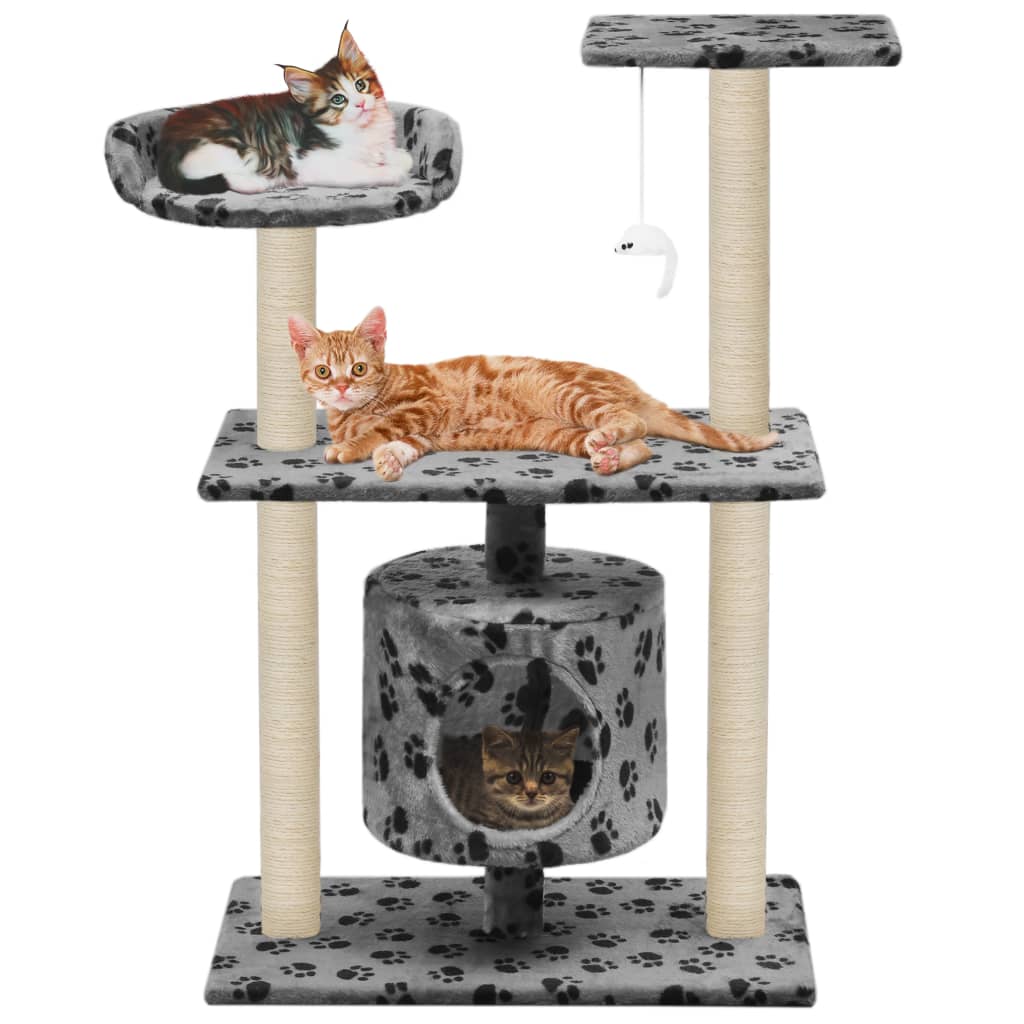 vidaXL Rascador para Gatos y Poste Rascador Sisal 95cm Huellas Mascotas Color Beige con huellasde patas,  Gris con huellas de patas,  Beige y mas