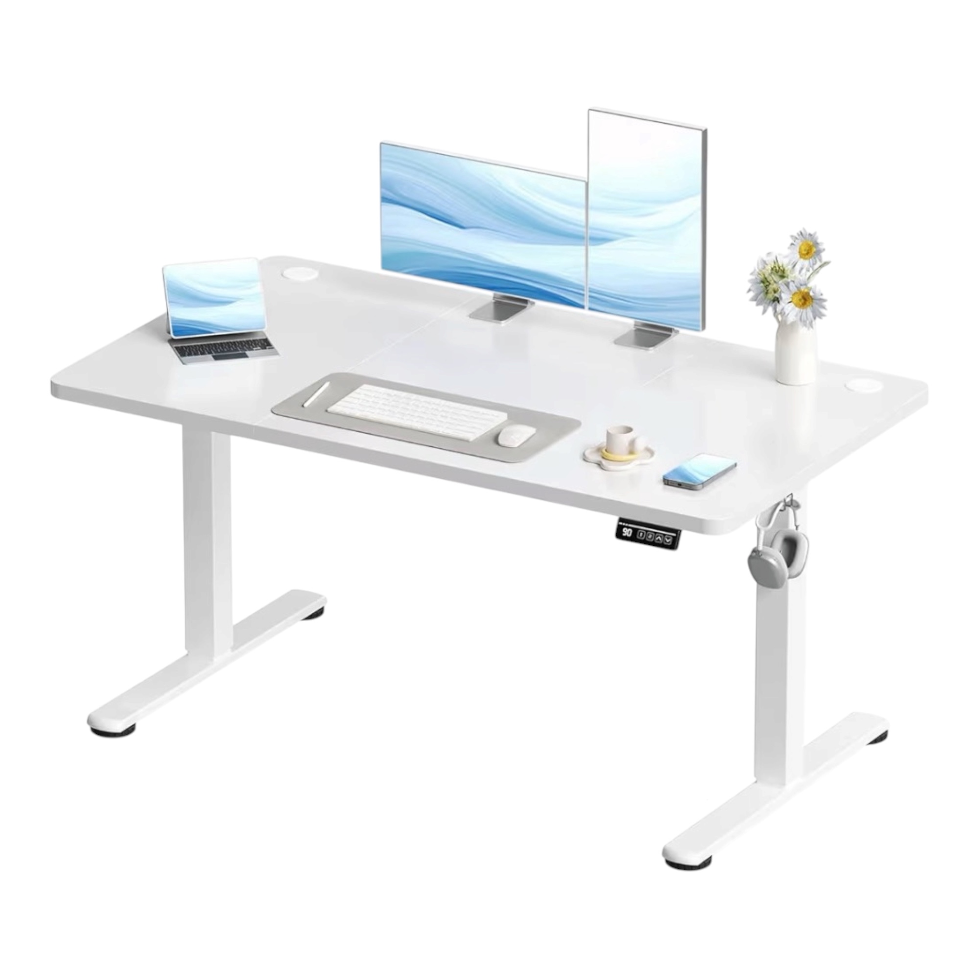 Escritorio Elevable Eléctrico Ajustable en Altura con Panel Inteligente de Varias Memorias, Mesa para Oficina en Casa con Tablero Ensamblado, Ideal para Trabajo Ergonómico y Uso Diario.