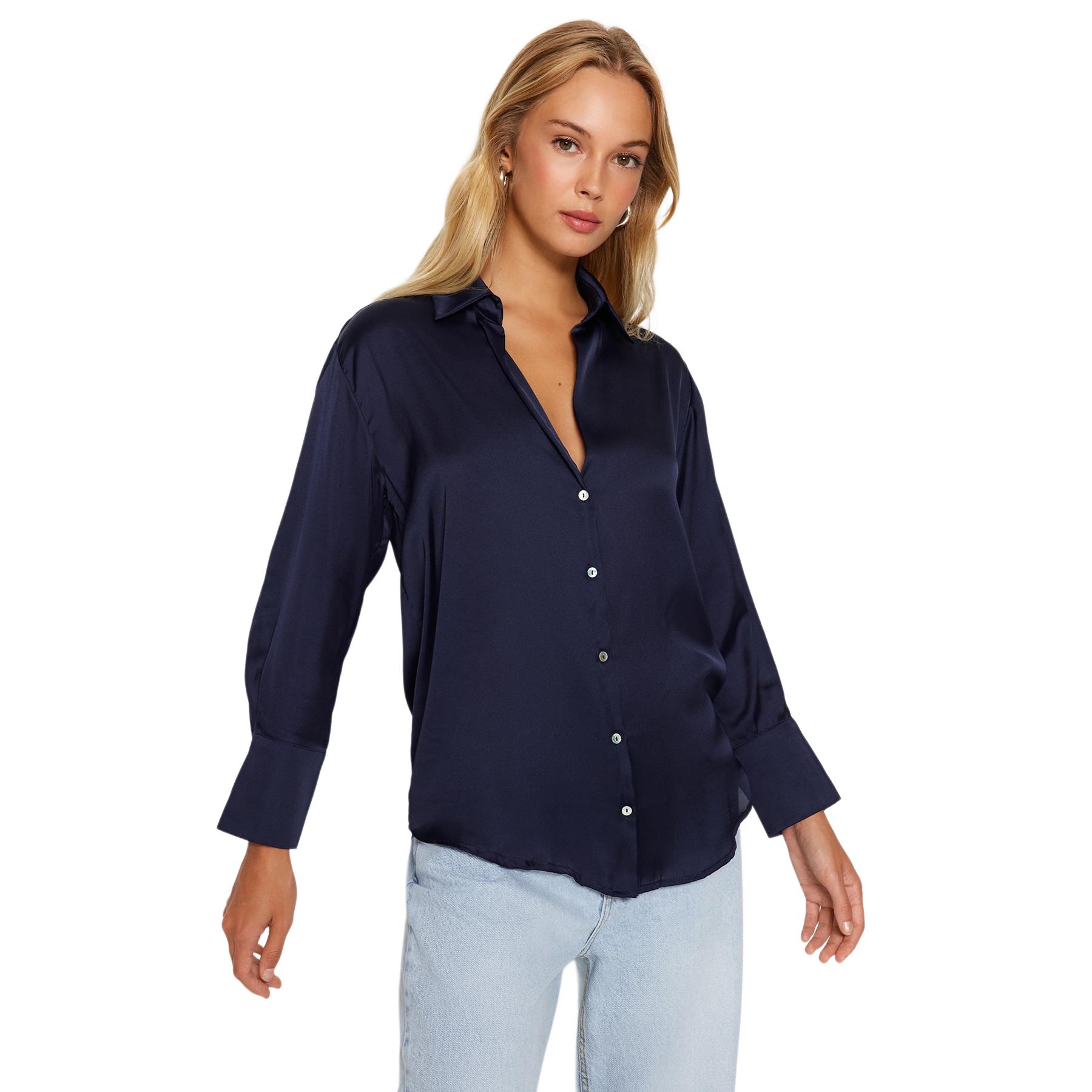 Trendyol Camisa De - Estilo Elegante Y Alta Calidad Azul Marino Mujer Talla 34