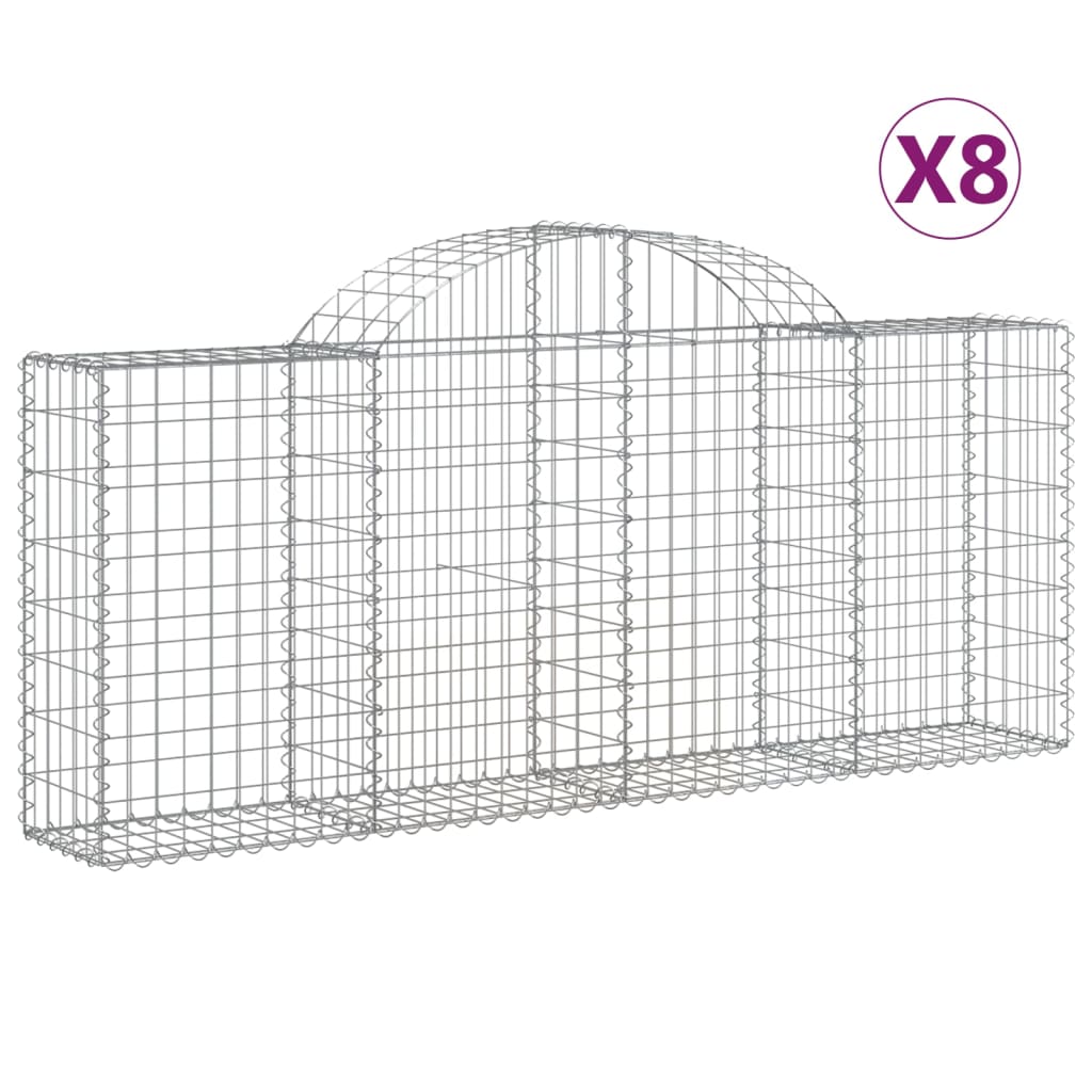 Vidaxl Cestas Gaviones Forma de Arco Hierro 200x30x60/80cm
