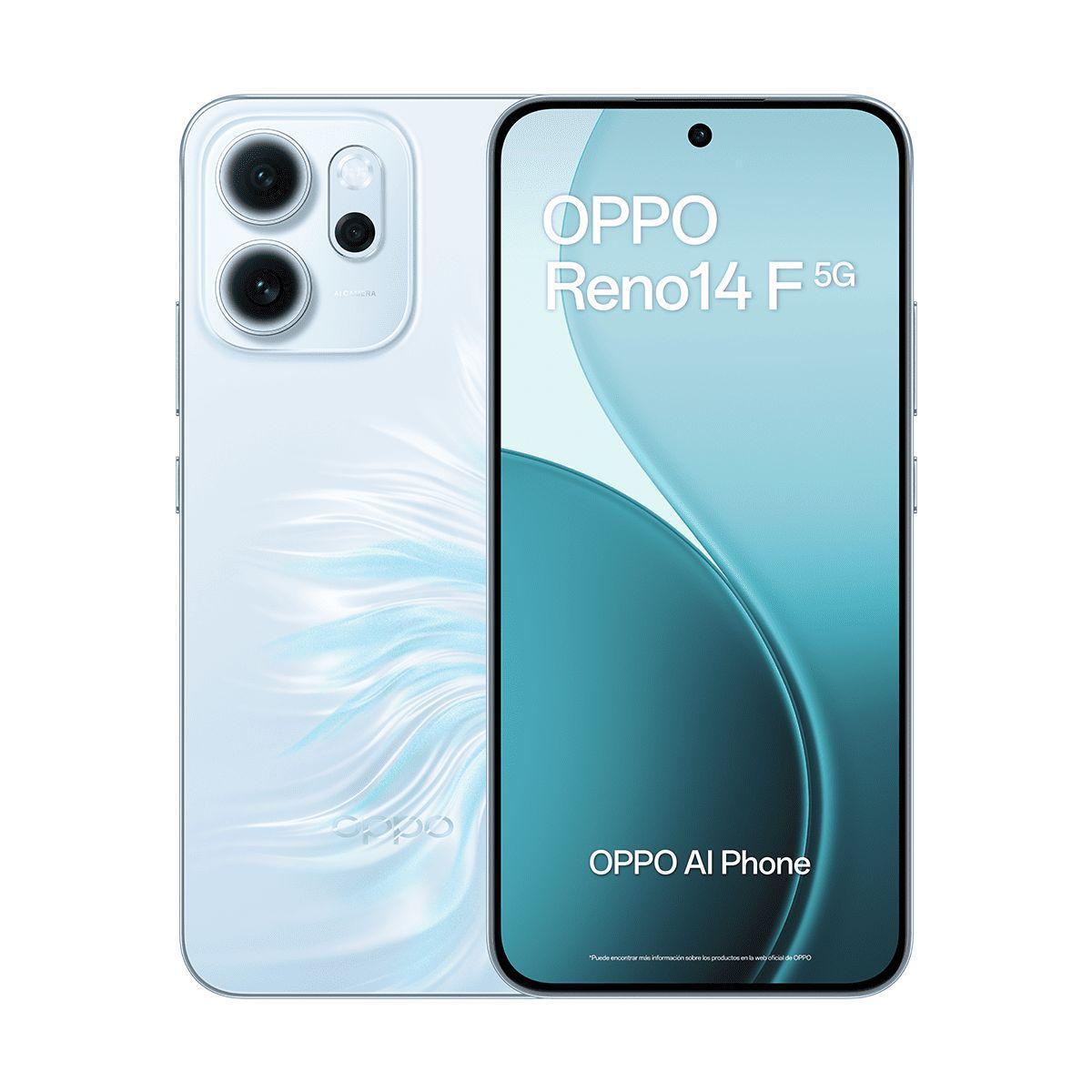OPPO Reno14 F 5G 8/256GB Blue, Qualcomm Snapdragon 6 Gen 1, Pantalla AMOLED 6.57″, Cámara 50MP, Batería 6000 mAh
