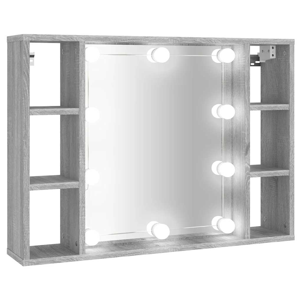 vidaXL Mueble espejo y LED madera ingeniería 76x15x55cm Multicolor