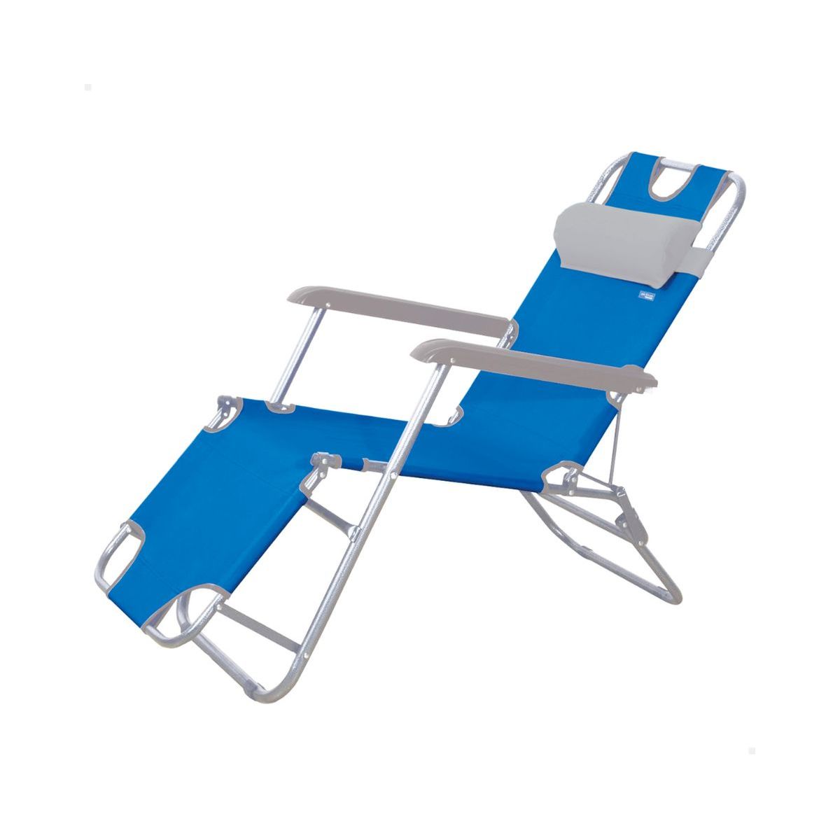 Tumbona de playa Aktive reclinable + reposacabezas azul