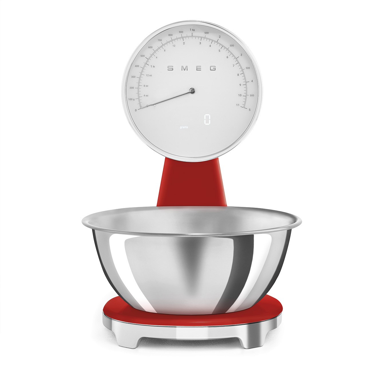 Báscula de Cocina - Analógico y Digital - Acero Inoxidable - Rojo Brillante - Estilo 50's