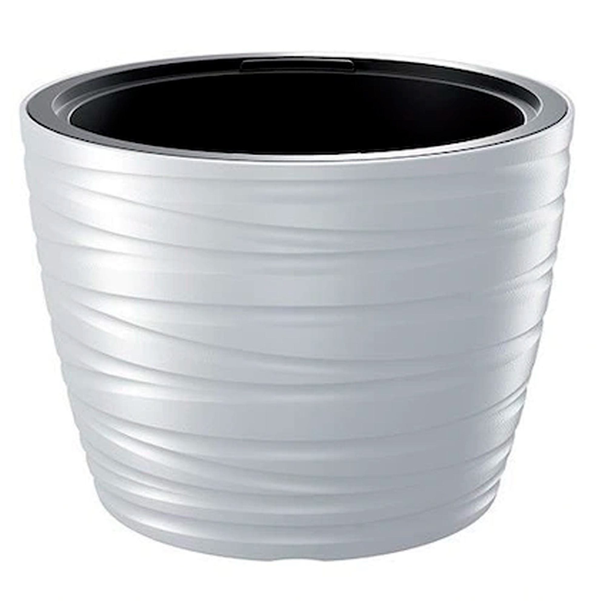 Prosperplast Maceta Baja con Deposito 22L Maze de Plastico Gris Grafito 37,5x37,5x27,9 Cm
