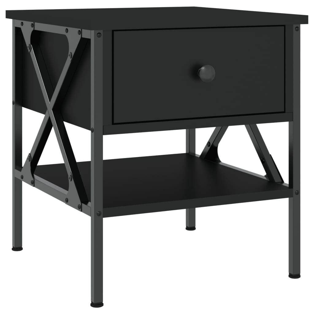 vidaXL Mesita de noche madera de ingeniería negro 40x42x45 cm