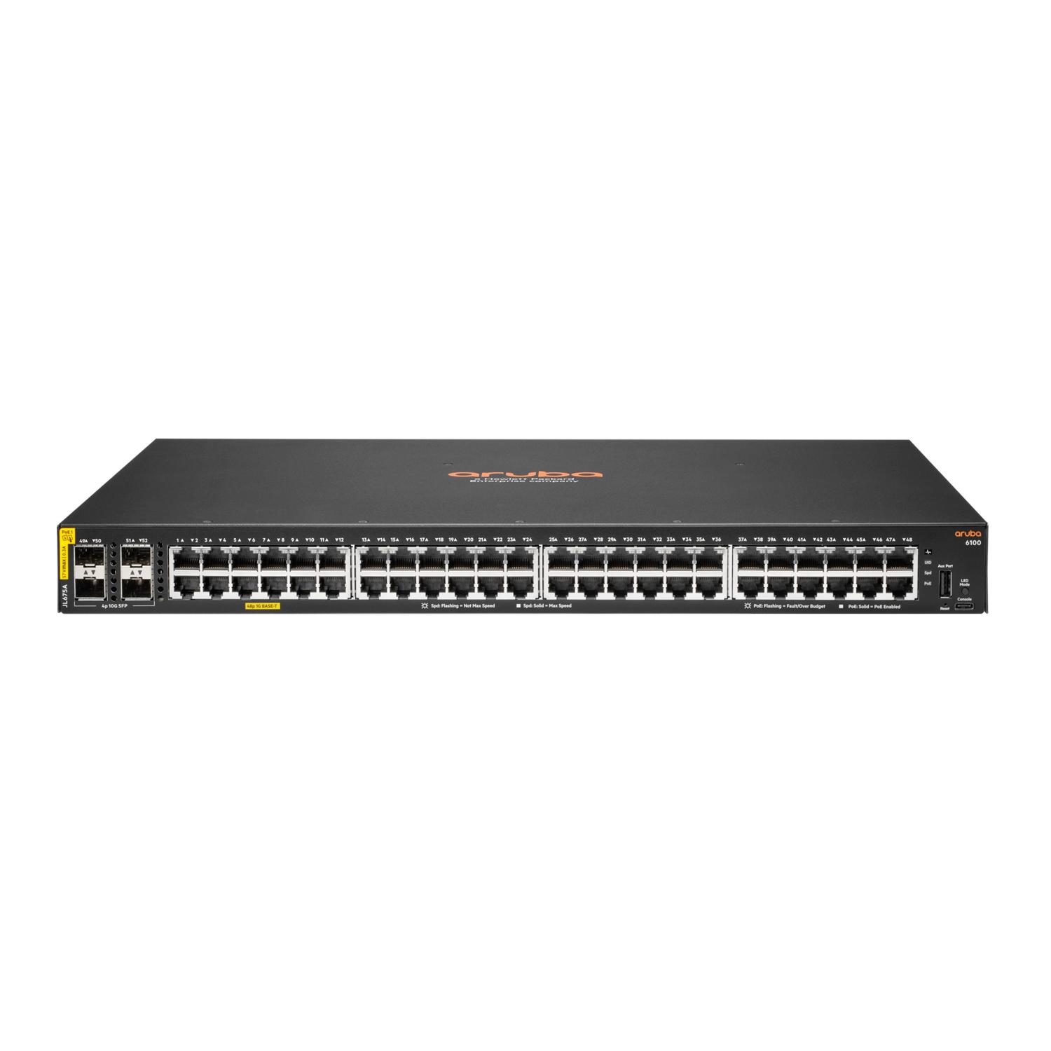 Aruba 6100 48G Class4 PoE 4SFP+ 370W Gestionado L3o L3 Gigabit Ethernet (10/100/1000) Energía sobre