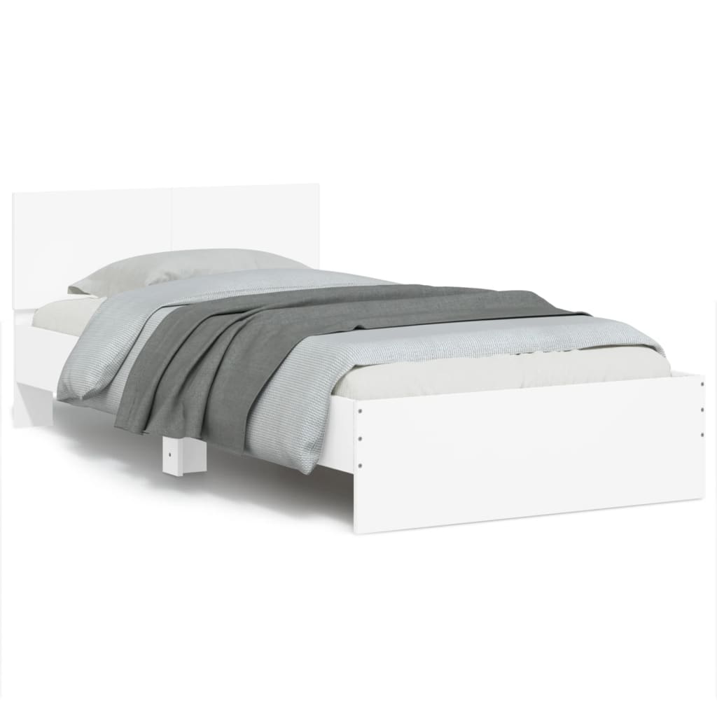 vidaXL Estructura cama con cabecero madera ingeniería blanco 100x200cm