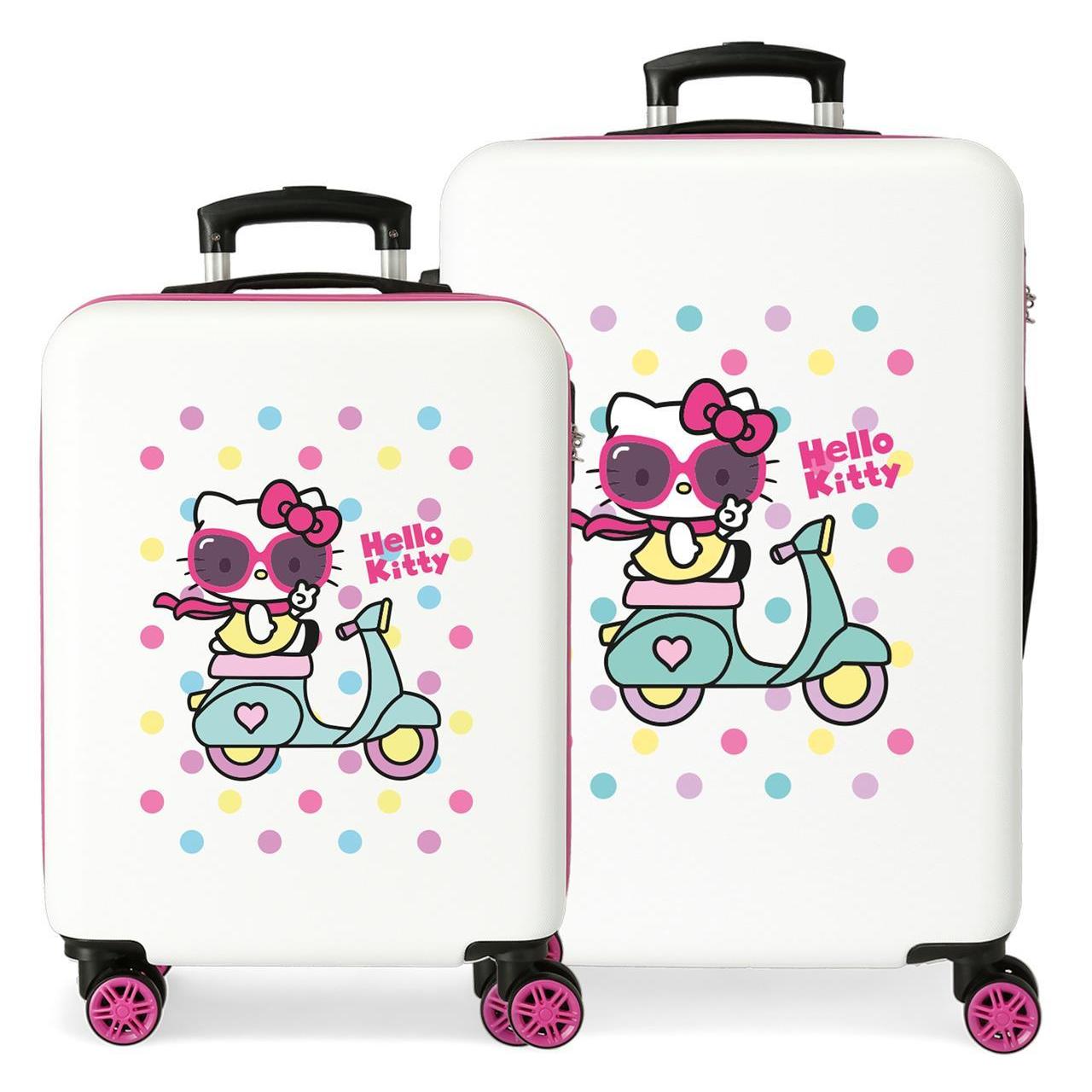 Juego de maletas Sanrio Hello kitty girl gang blanco 68x48x26cm