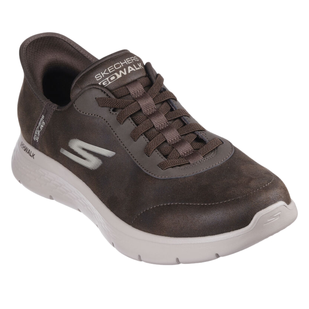 Zapatilla Deportiva Skechers Slip-Ins Go Walk Flex Fabricada En Polipiel/Piel Vegana Para Hombre En Color Marrón