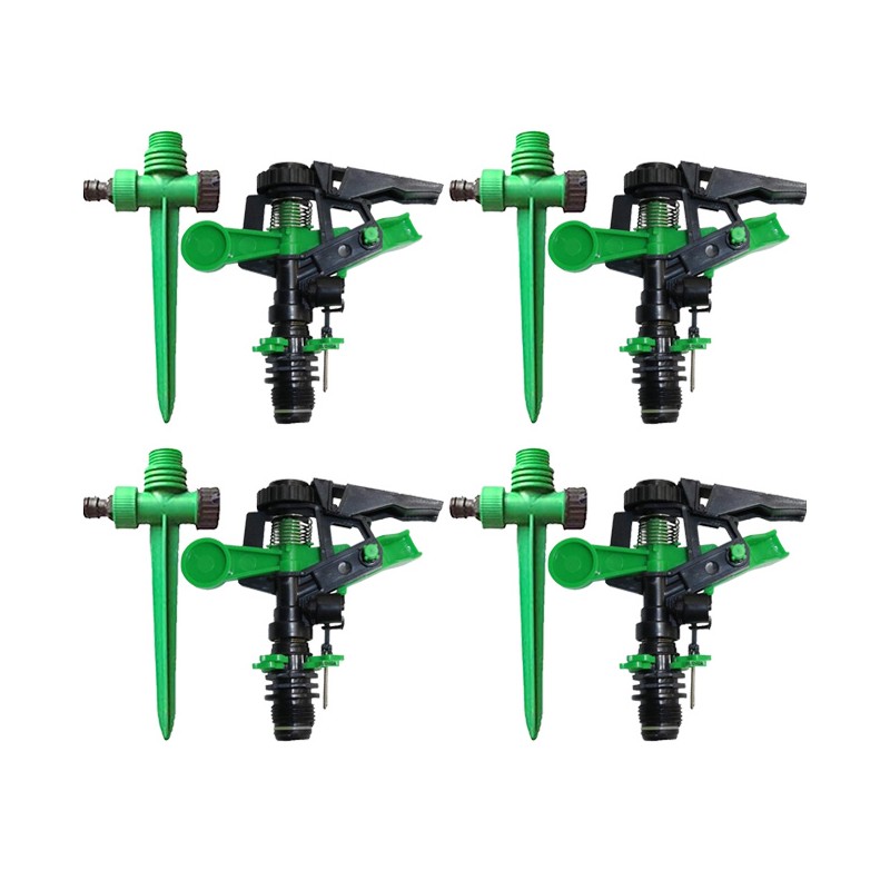 SUINGA Pack 4 Aspersor de Riego Agricola 1/2'' con Soporte | Aspersores de riego cesped de 6 a 12 m | Aspersor sectorial de Jardin