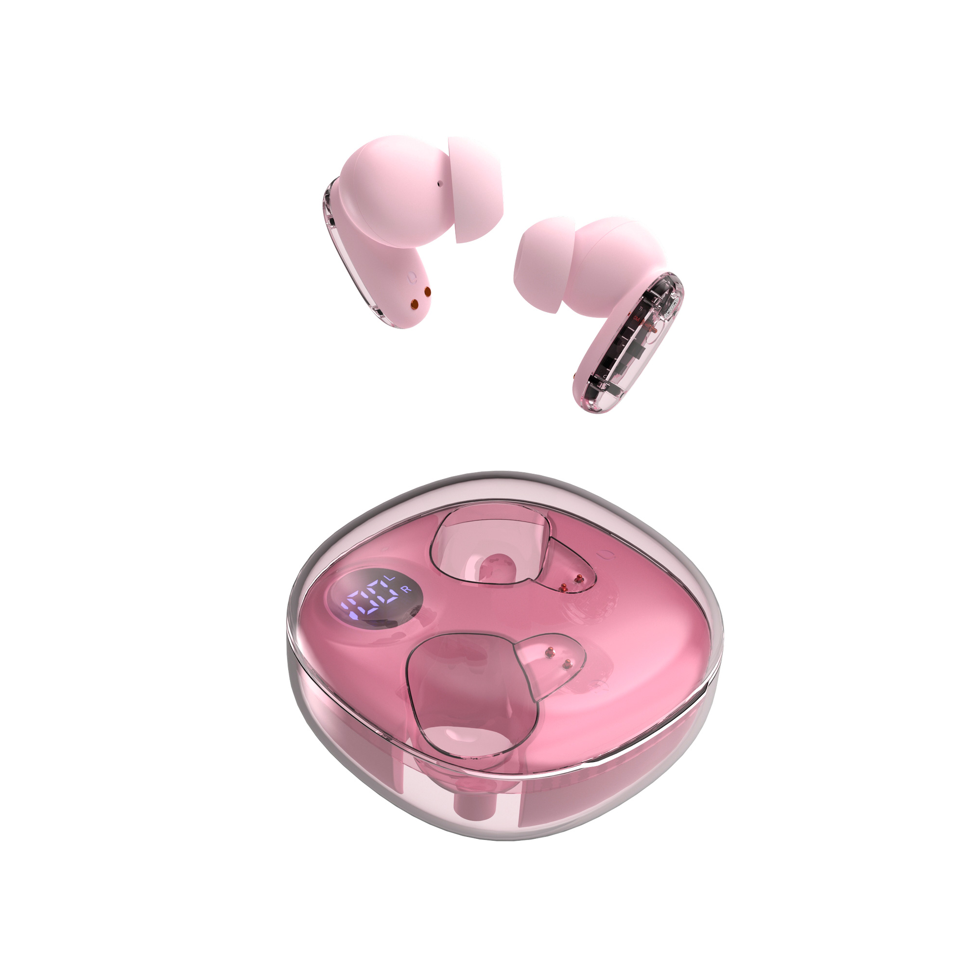 Mars Gaming MHIB2, Auriculares Bluetooth 5.4, Sonido Inmersivo, Diseño Ergonómico Semitransparente y Ultracompacto, 24 Horas Reproducción, Auriculares Inalámbricos con Estuche e Indicador LED, Auriculares en Negro, Azul, Rosa, Morado o Blanco