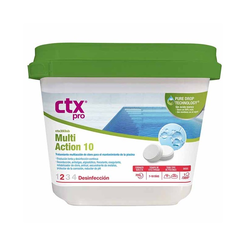 Suinga Cloro Multiacción en Tabletas 250g CTX-393SB, 4 KG - Desinfectante Alguicida y Floculante
