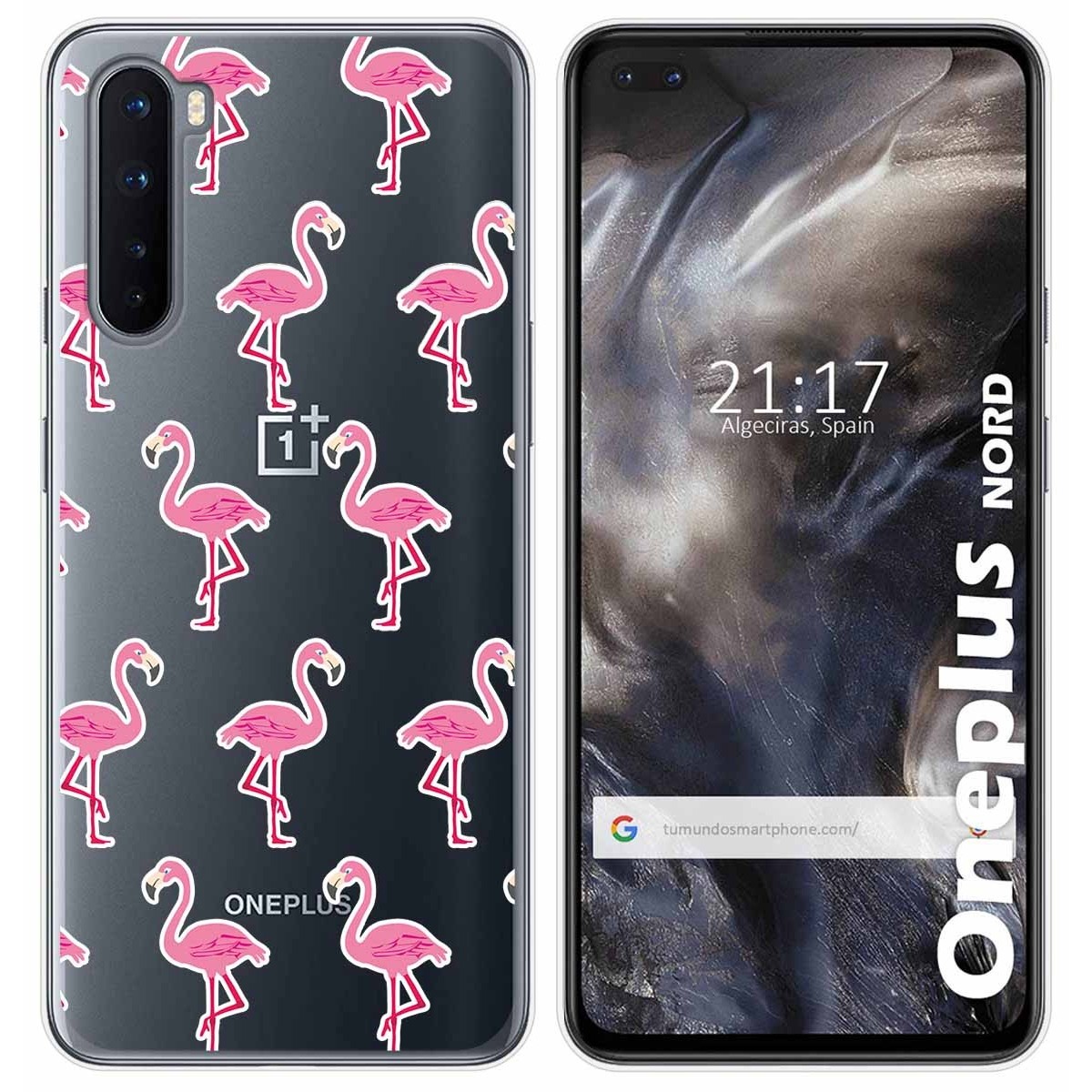 Tumundosmartphone Funda Gel Transparente para OnePlus Nord diseño Flamenco Dibujos
