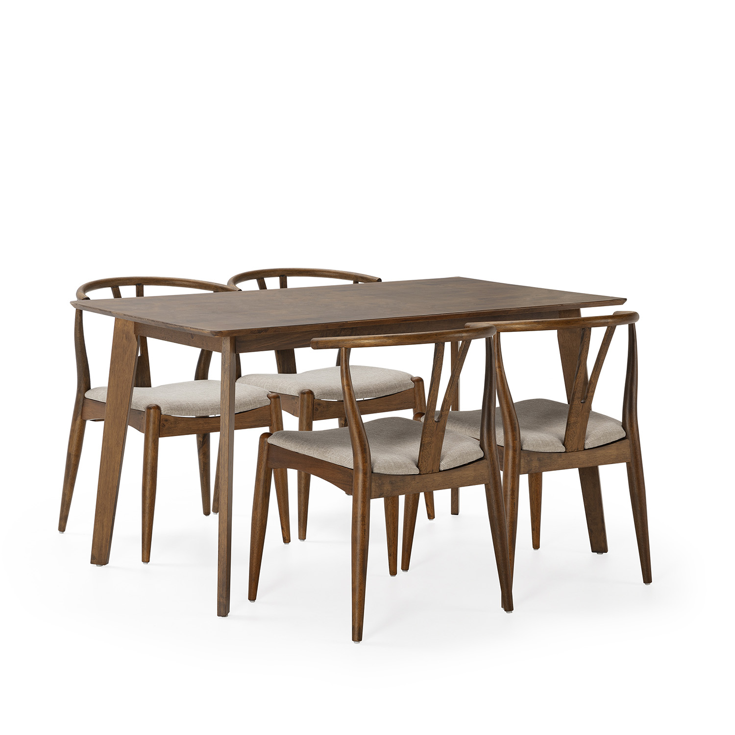 VS Venta-Stock Juego de mesa 140x80 cm y 4 sillas de comedor Rustic
