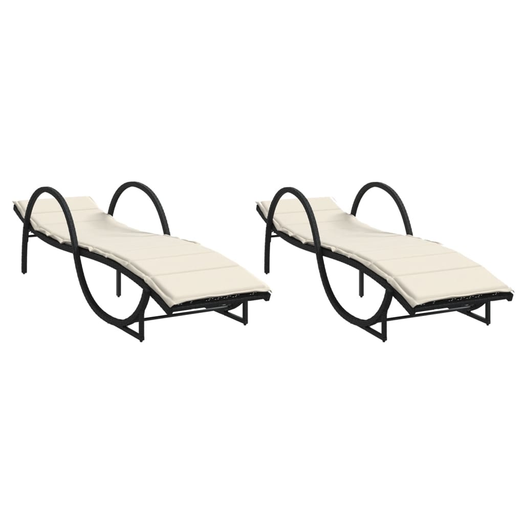 Vidaxl Tumbonas con Cojines 2 Unidades Ratán Sintético Negro Marrón Gris y Más Sillas de Exterior Ideal para Jardín Playa Piscina Terraza Tumbona Piscina Tumbonas Playa Tumbonas Jardín Exterior
